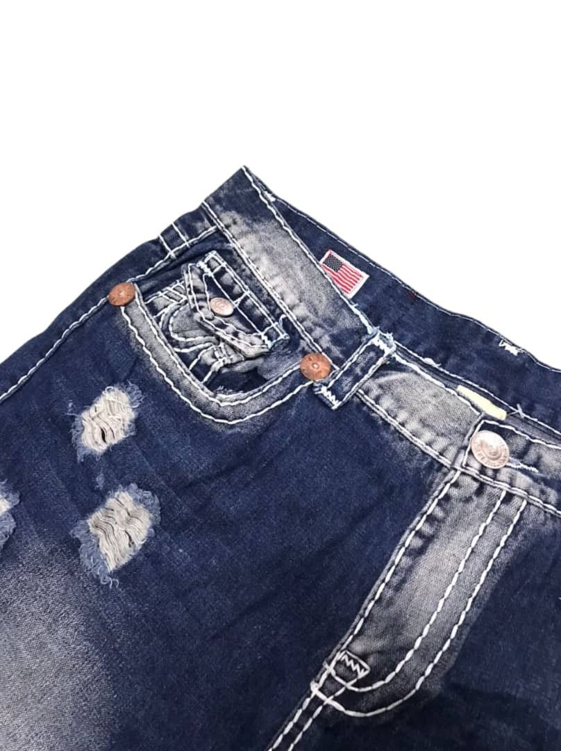 True Religion Vtg True Religion Joey Super T Distressed Short Baggy Jeans Size US 38 / EU 54 - 3 Thumbnail