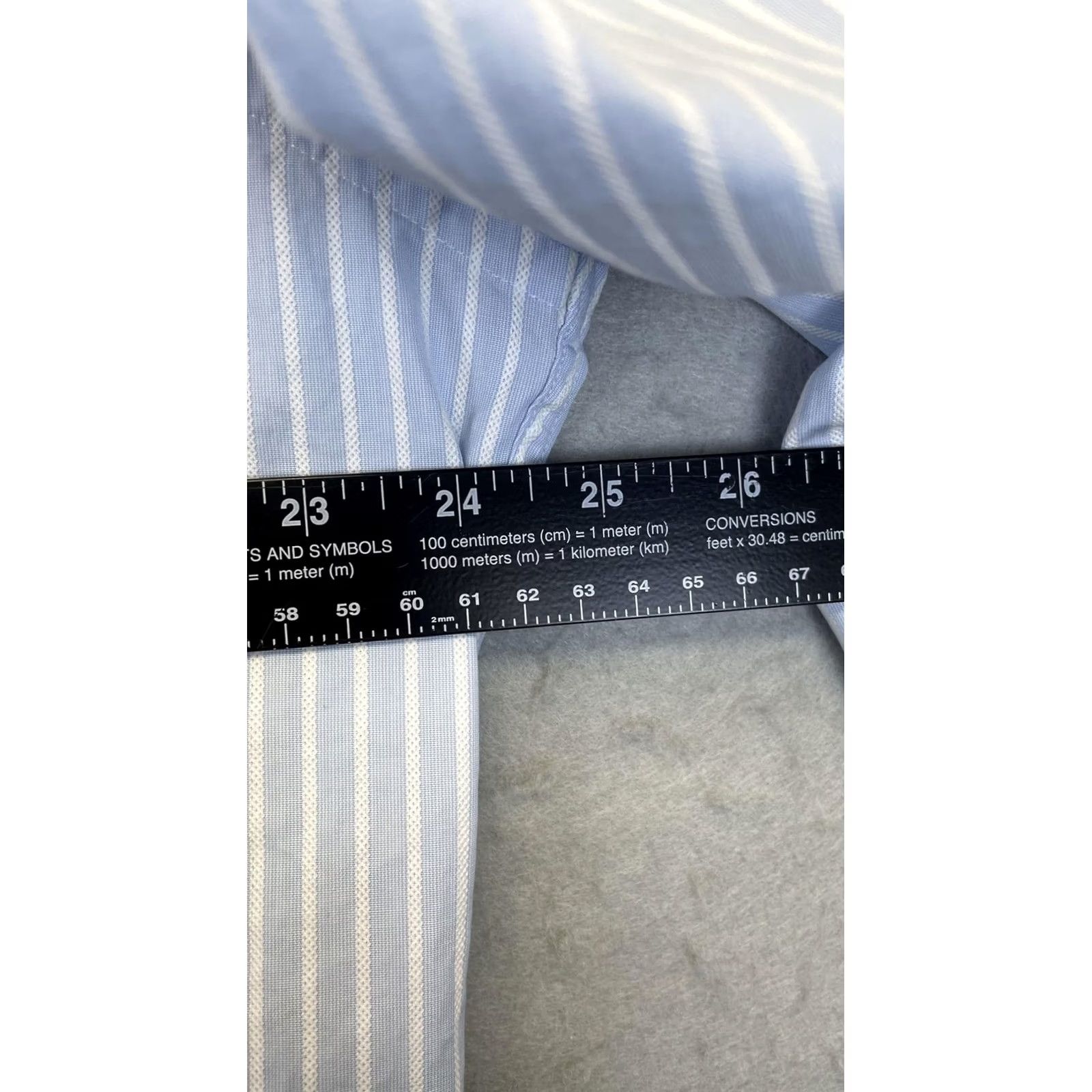 Faconnable Faconnable Mens XL Blue White Striped Dress Shirt Long Sleeve Button Down Pocket Size 46R - 5 Thumbnail