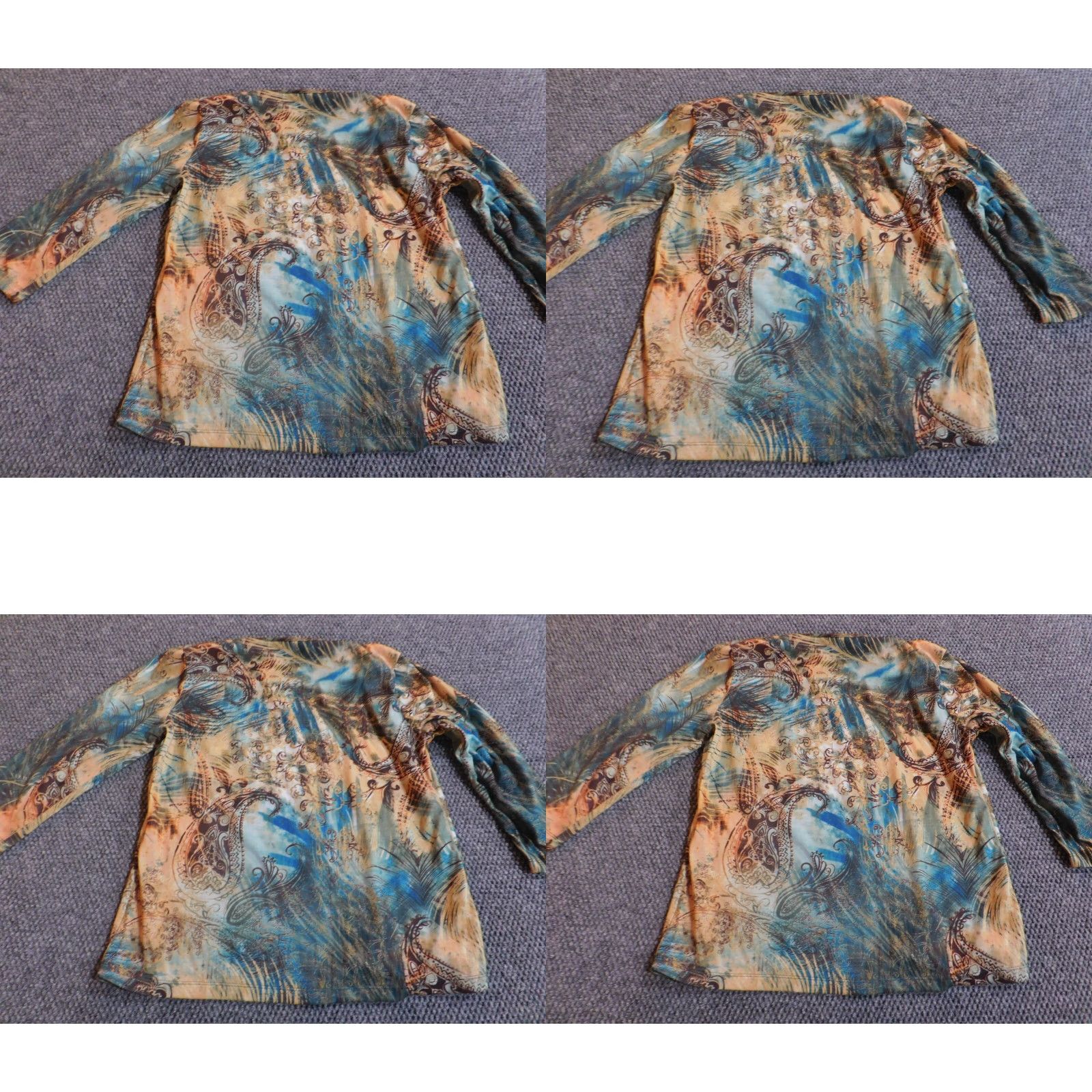 Vintage White Stag Blouse Womens Medium Green Stretch Crew Neck Long Sleeve Pullover Ruffle Floral Casual Polyester Rayon Basic Size M / US 6-8 / IT 42-44 - 8 Thumbnail