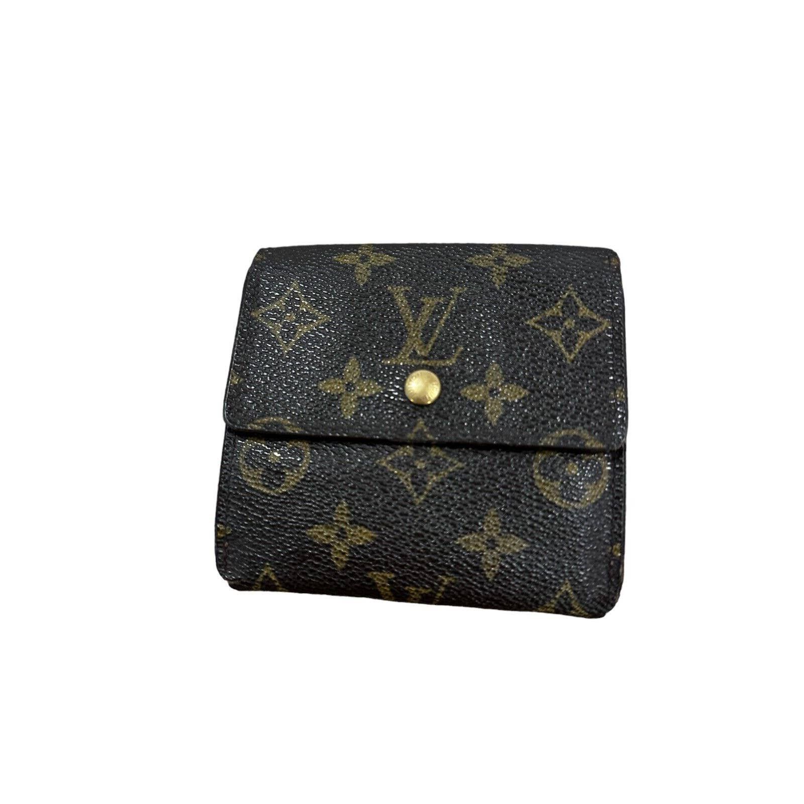 Louis Vuitton Green Elise Snap Compact Wallet Vernis Monogram Coin