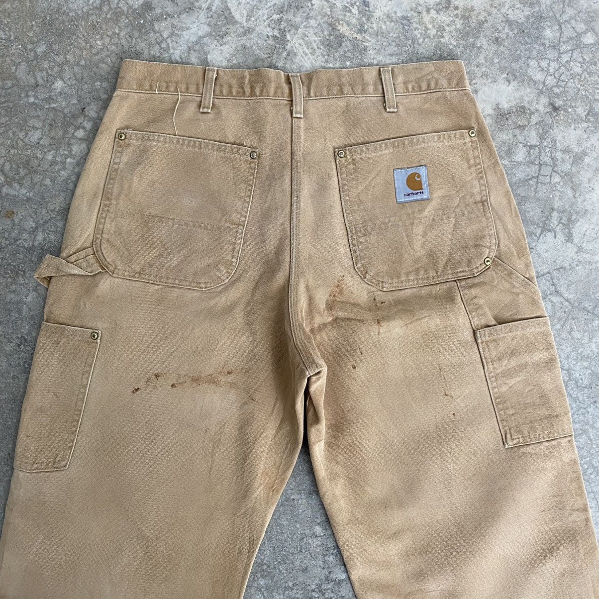 Carhartt VTG Carhartt Double Knee Faded Tan Dirty Carpenter Pants Size US 33 - 17 Thumbnail