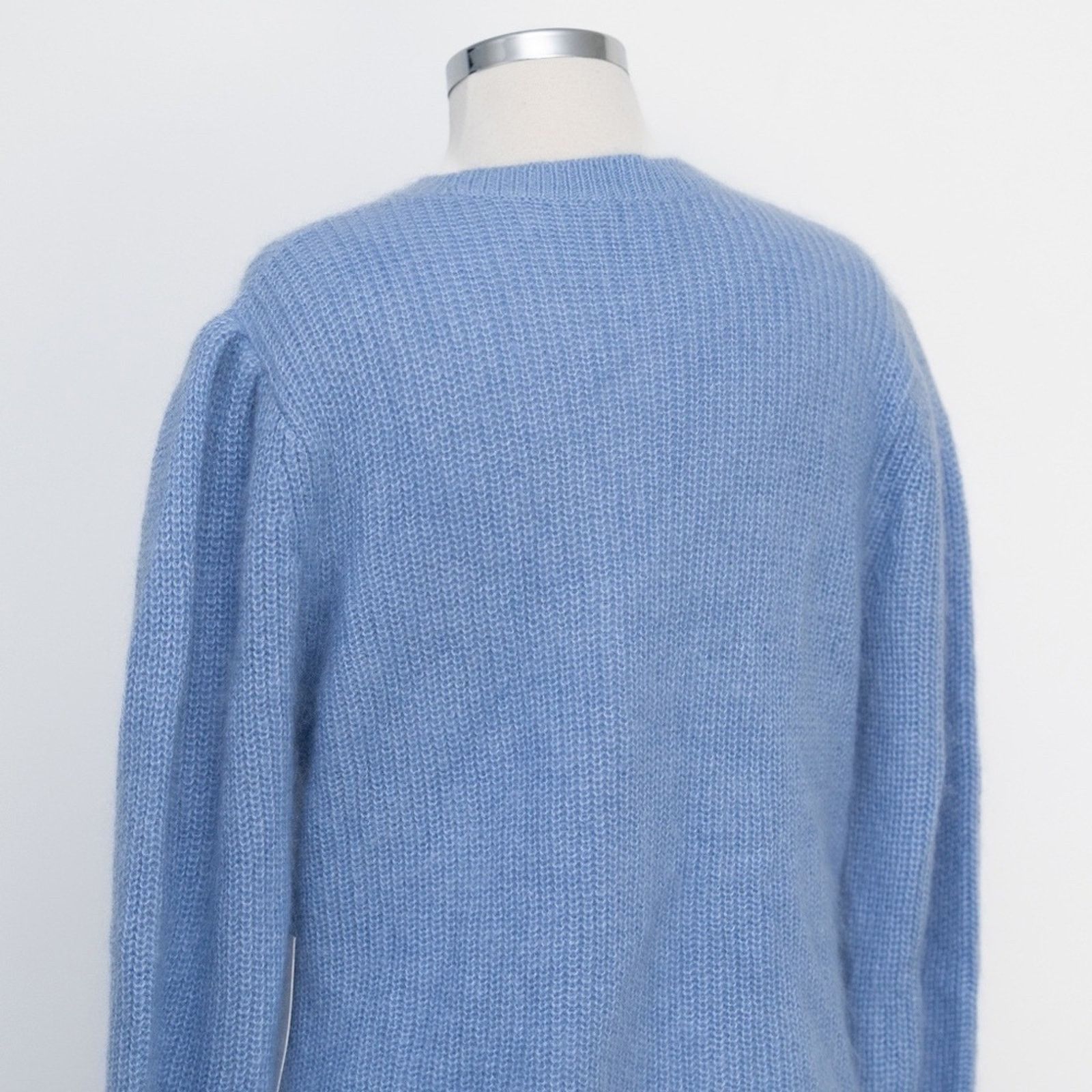 Designer Lewit. Puff Sleeve Mohair Angora Silk Wool Blend Sweater. Size L / US 10 / IT 46 - 7 Thumbnail