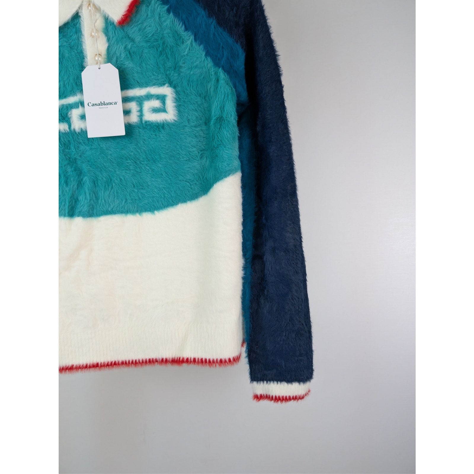 Casablanca o1rshd1 Nylon Sport Fluffy Polo Long Sleeve Shirt in Blue Size US M / EU 48-50 / 2 - 5 Thumbnail