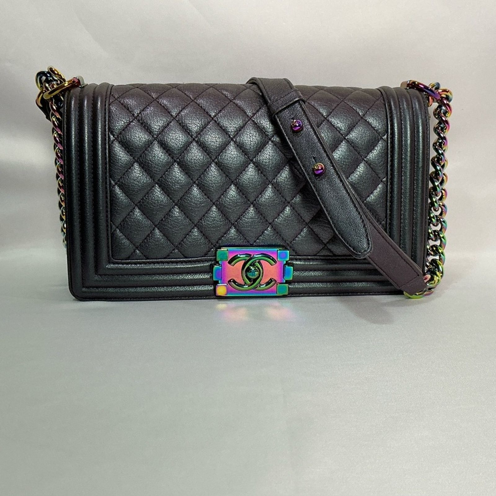 Chanel Chanel Purple Iridescent Mermaid Boy Flap Bag goatskin leath Size ONE SIZE - 13 Thumbnail