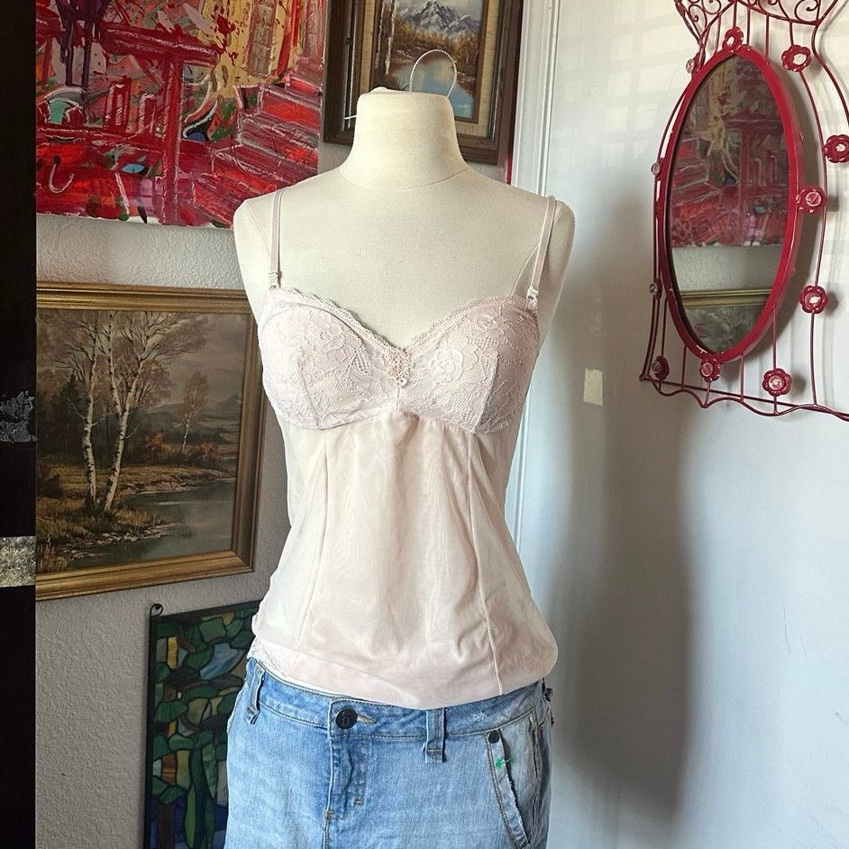 Other rosebud vivien lace sheer nude tank top beige Size S / US 4 / IT 40 - 1 Thumbnail