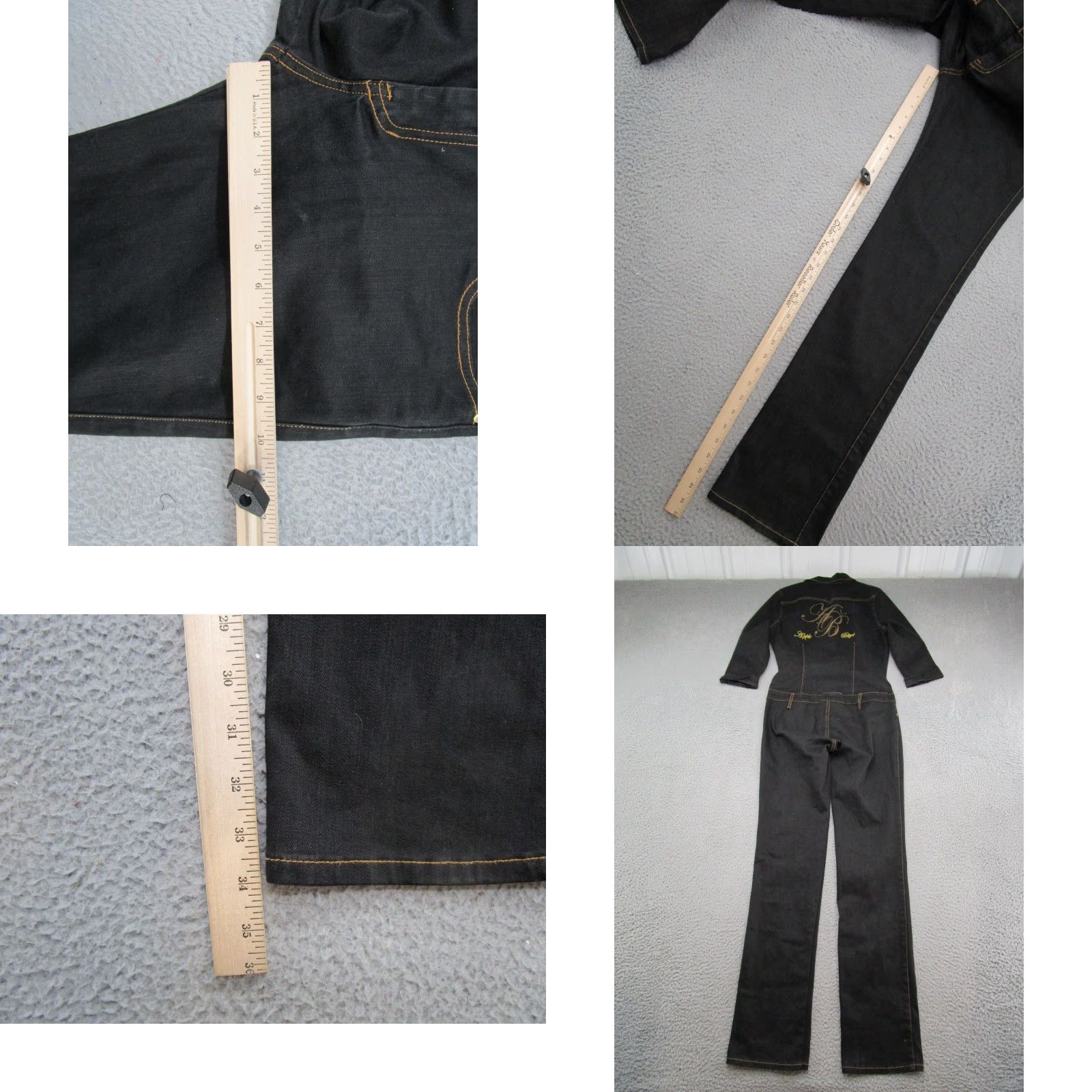 Vintage VINTAGE Apple Bottoms Jumpsuit One-Piece Denim Black Size 5/6 6 Coveralls Button Jumpsuit Women Size 28" / US 6 / IT 42 - 9 Thumbnail