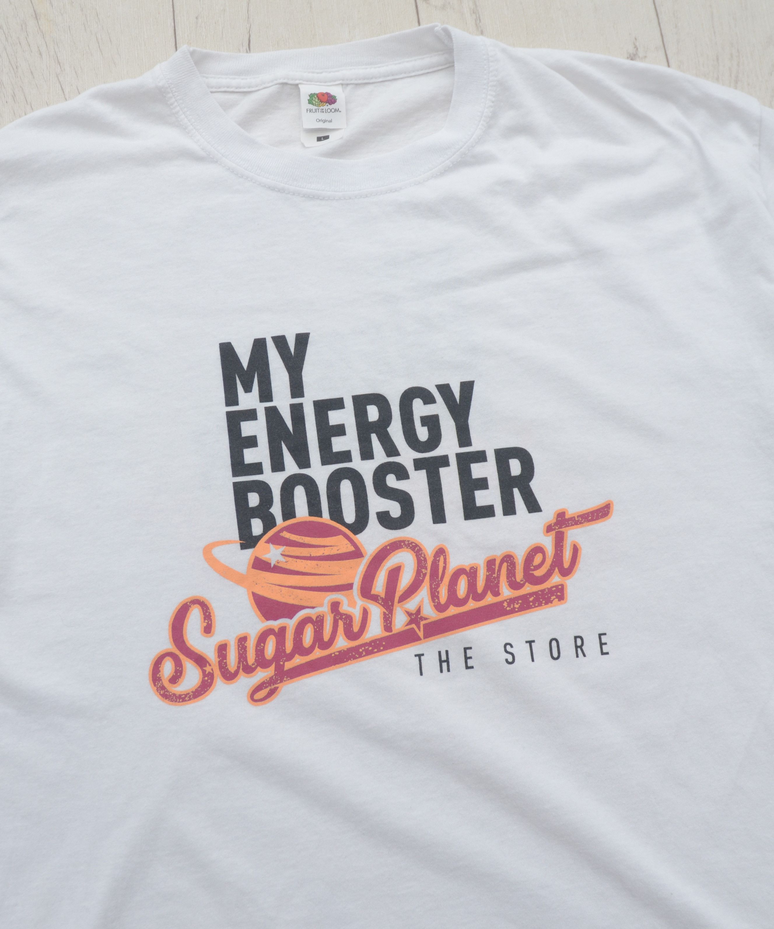 Vintage MY ENERGY BOOSTER Sugar Planet THE STORE Funny Tee Size US L / EU 52-54 / 3 - 4 Thumbnail