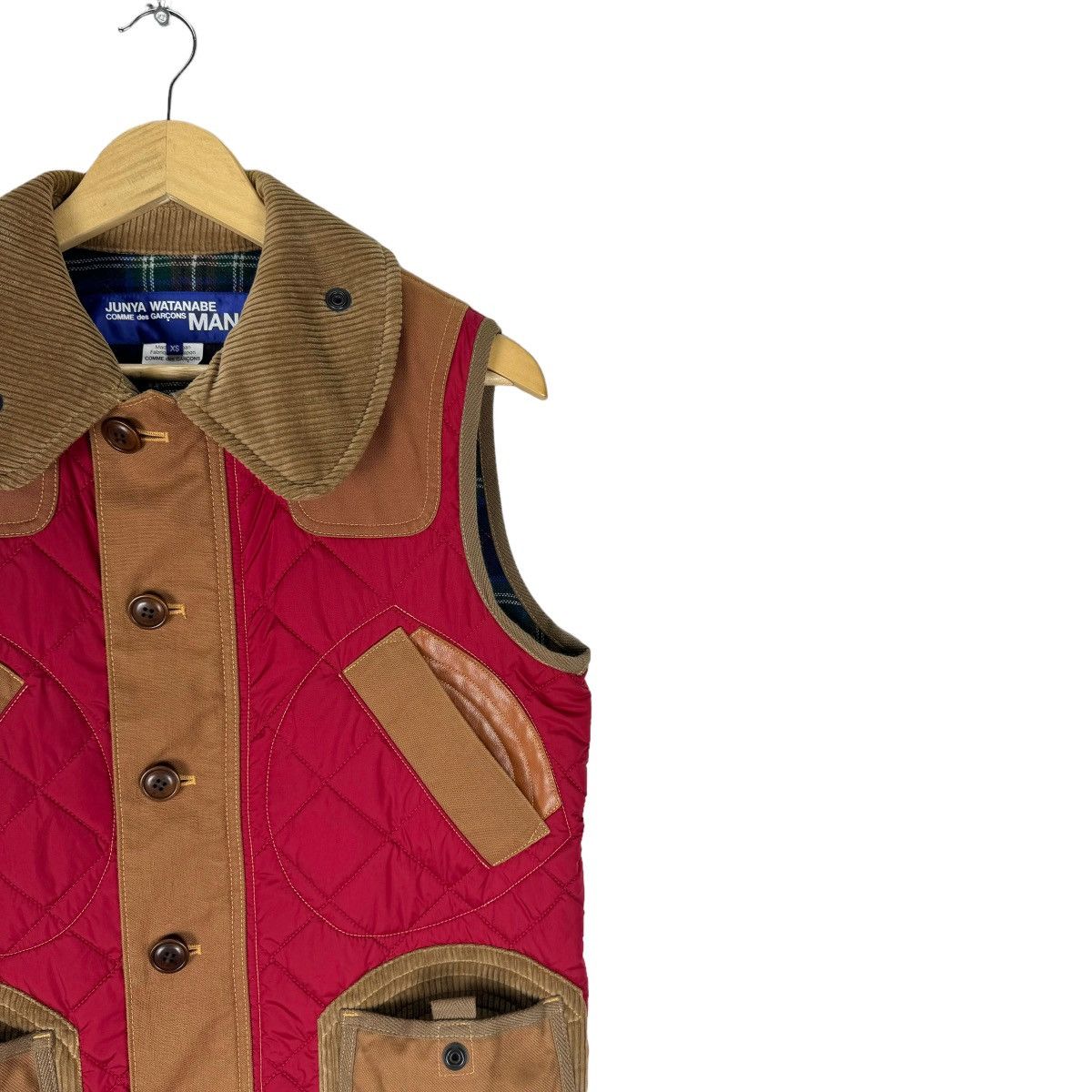 Junya Watanabe 🔥JUNYA WATANABE FW2014 QUILTED NYLON COWHIDE LEATHER VEST Size US XS / EU 42 / 0 - 5 Thumbnail