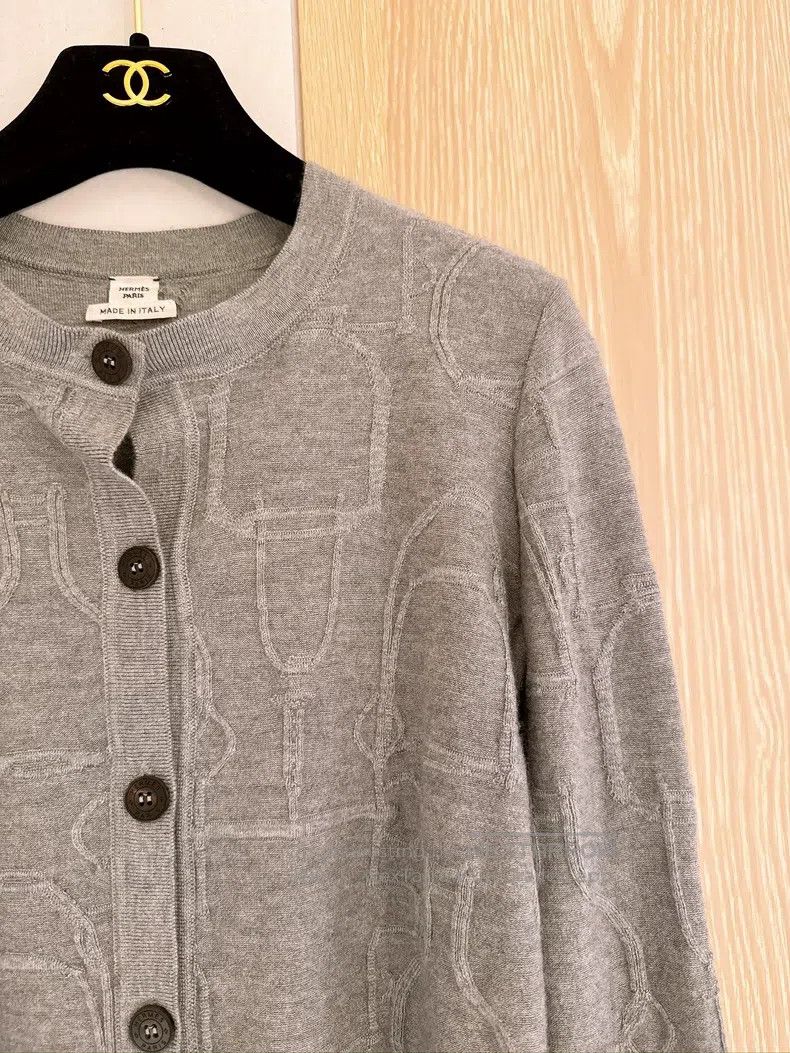 Hermes Hermes Jacquard Knit Grey Cardigan Size XS / US 0-2 / IT 36-38 - 3 Thumbnail