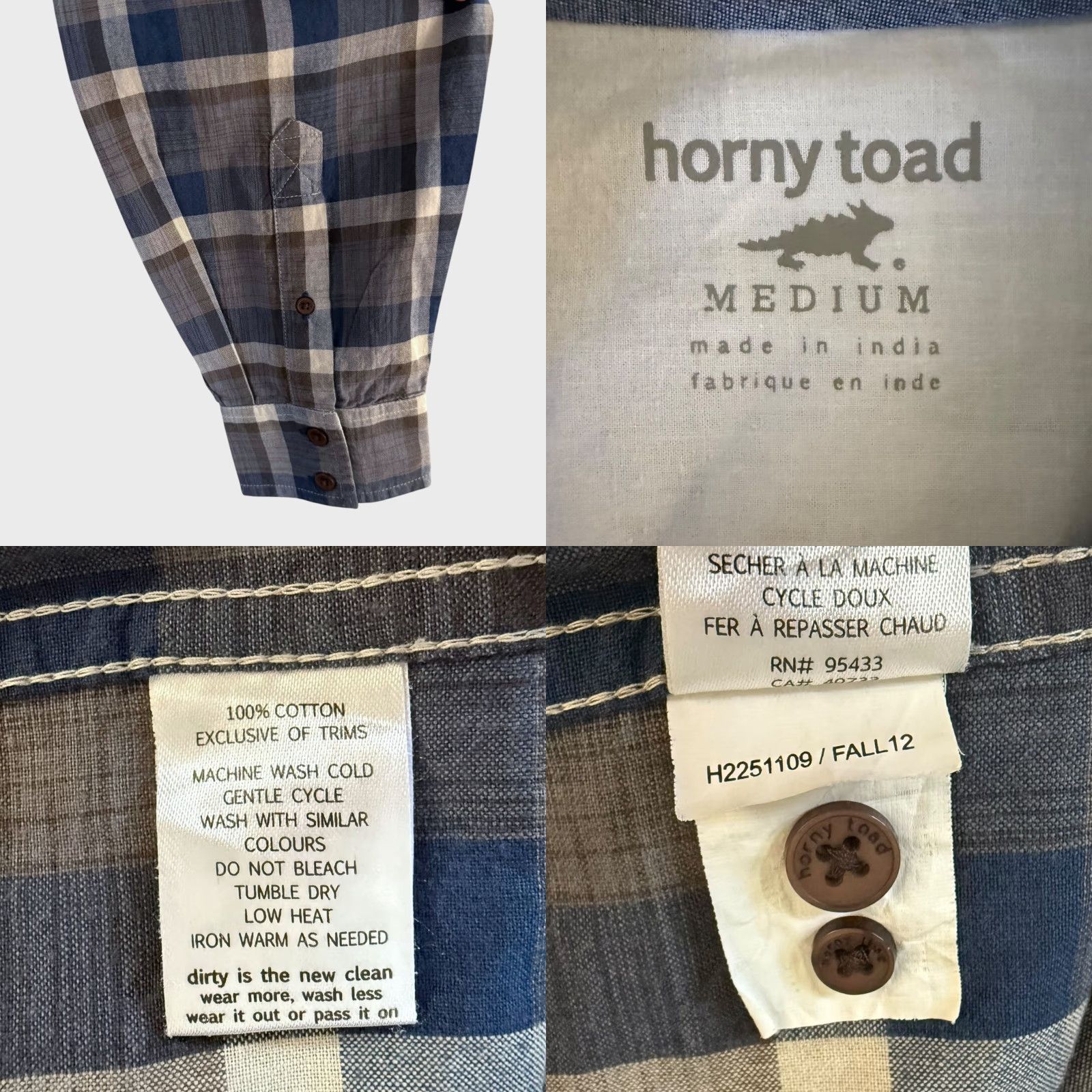 Vintage VINTAGE Horny Toad Button-Up Shirt Gray Blue Plaid Long Sleeve Cotton M Men’s Medium Classic Casual Size US M / EU 48-50 / 2 - 8 Thumbnail