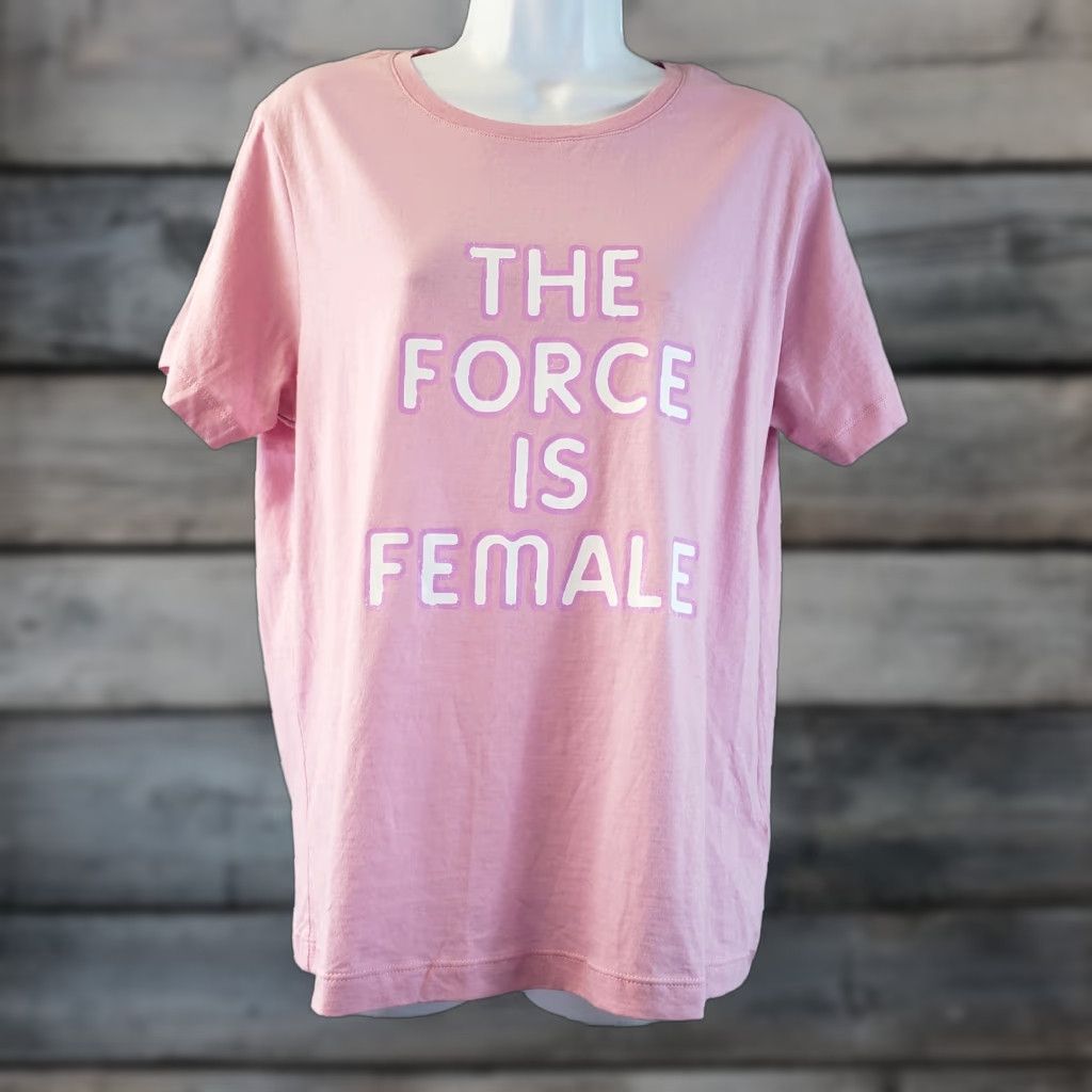 Rebecca Minkoff Rebecca Minkoff Womens Tee Sz M Pink The Force Is Female Cotton Shirt Womens M Pink Size M / US 6-8 / IT 42-44 - 1 Thumbnail