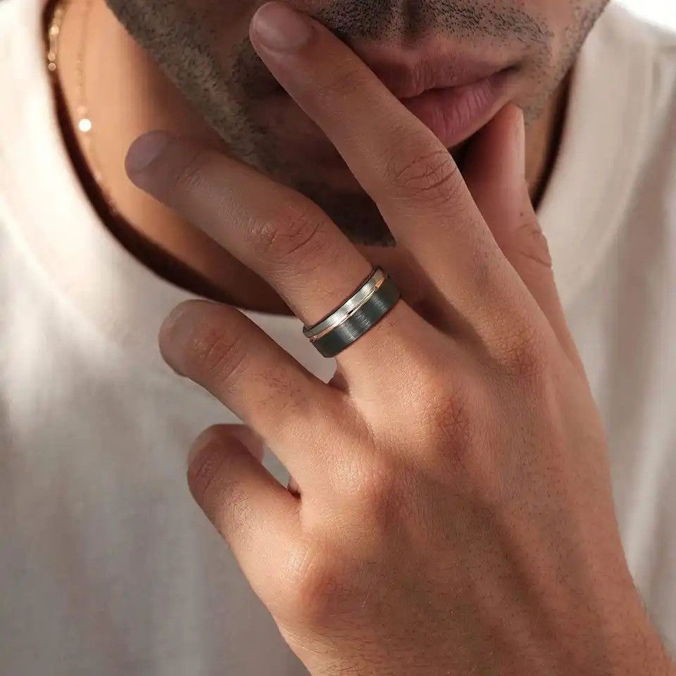Other Black/Rose Gold Color Tungsten Ring Size ONE SIZE - 3 Thumbnail