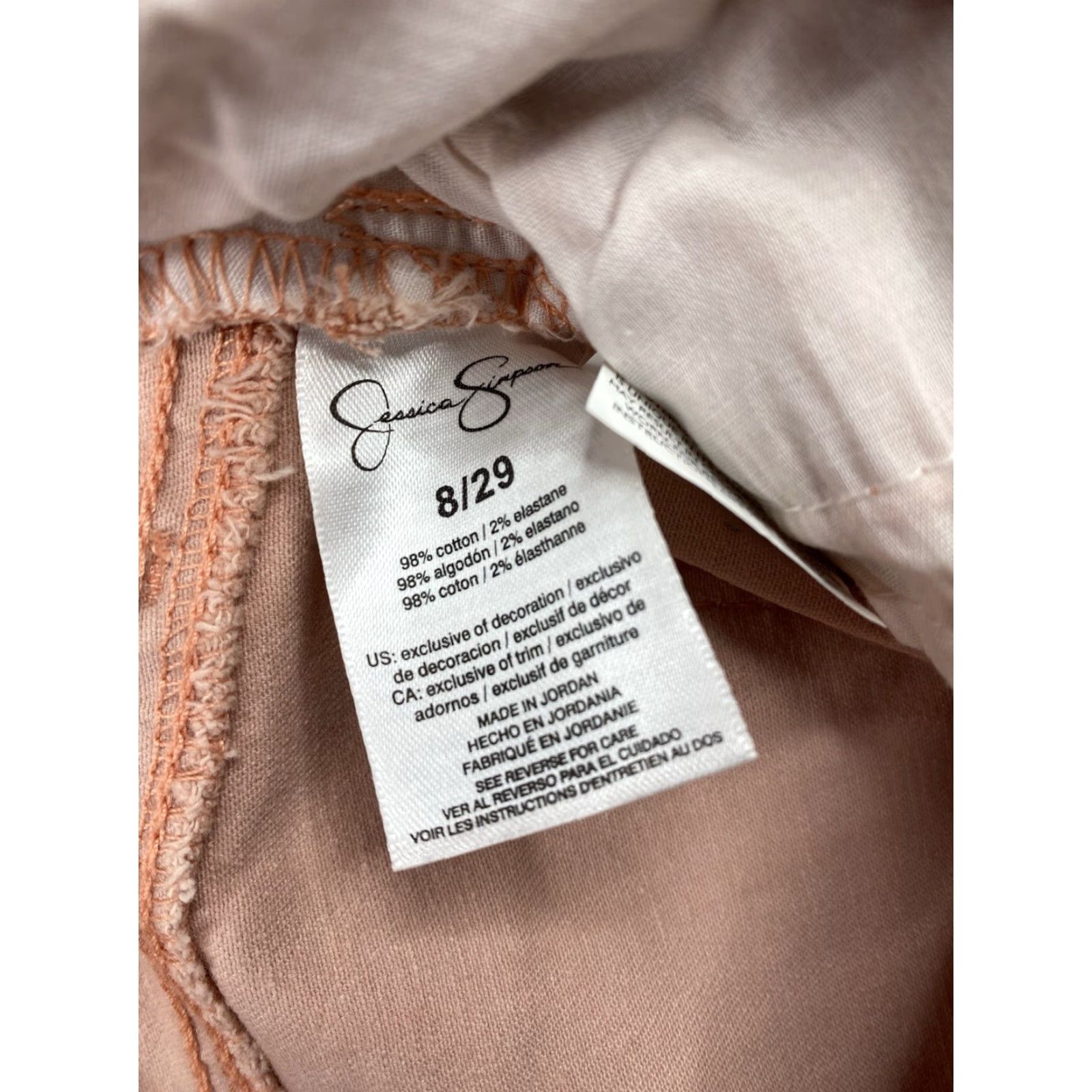 Jessica Simpson NWT Jessica Simpson Jeans Women Pants 8/29 Peach Crop Skinny Soft Stretch Denim 29 Waist Green 25 In Inseam City Style 90s Theme Mens Women Girls? Size 30" / US 8 / IT 44 - 6 Thumbnail