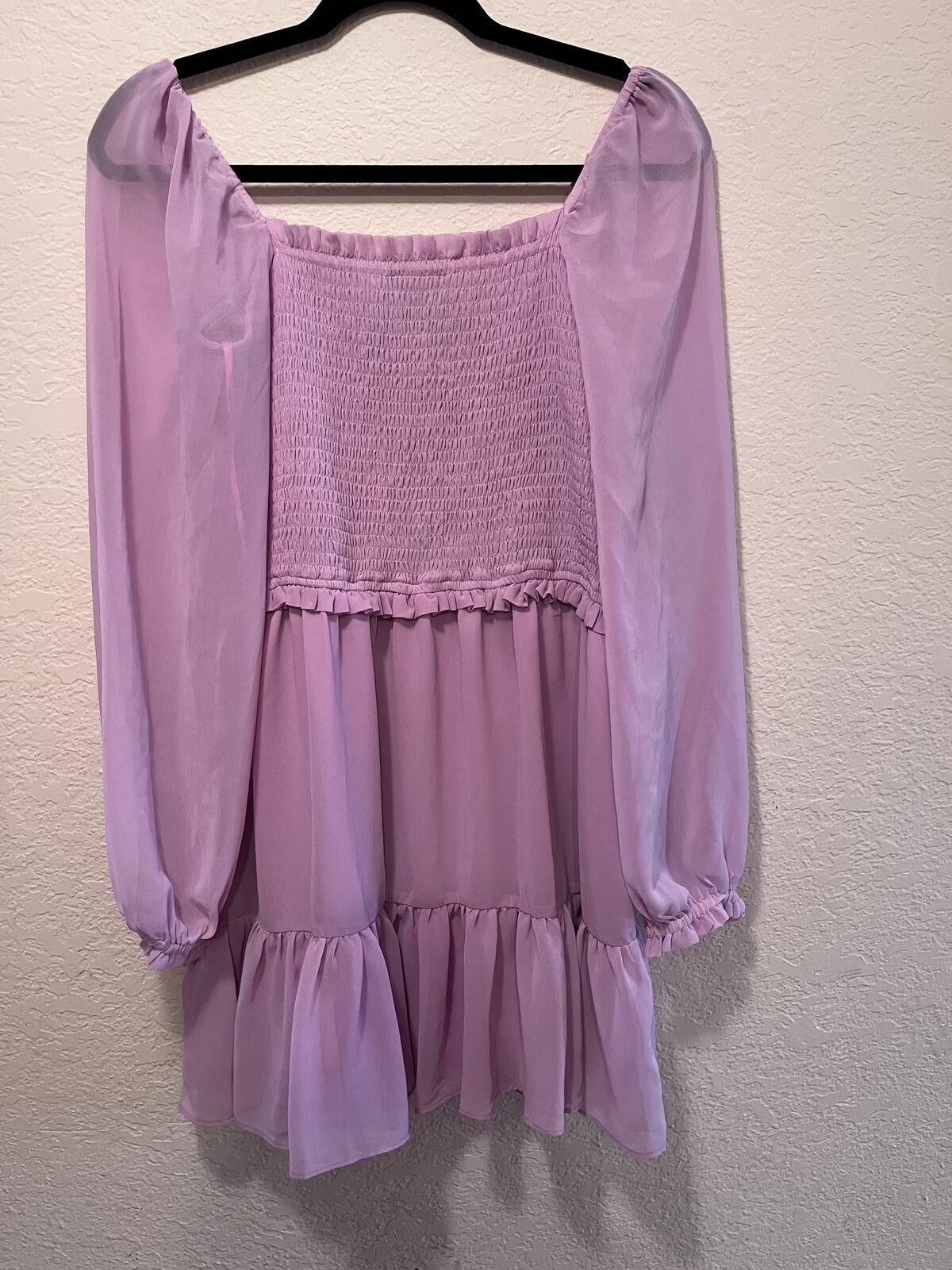 Other MSK Lavender Smocked Bodice Dress with Puff Sleeves Size L / US 10 / IT 46 - 2 Thumbnail