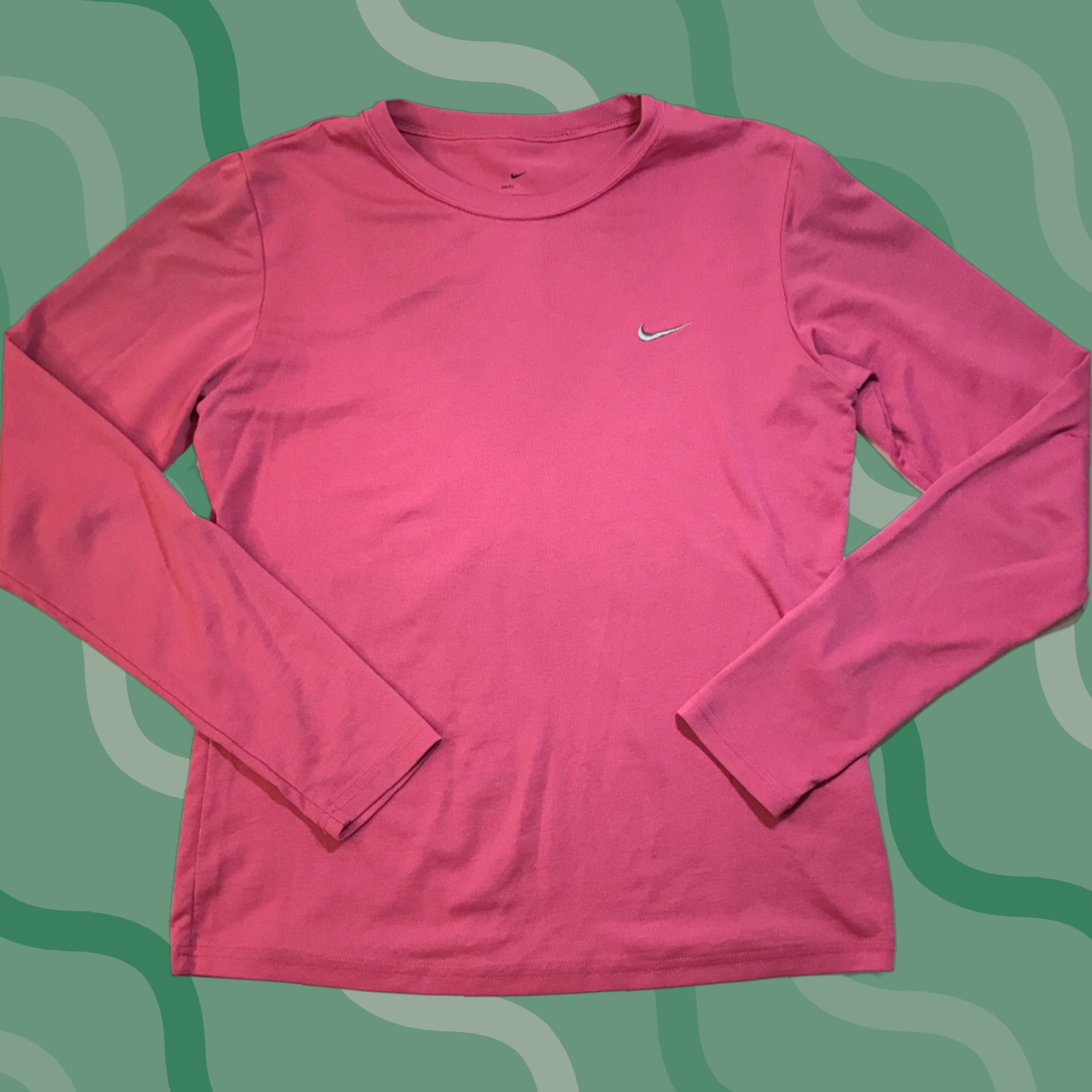 Nike Nike Dri Fit Mini Swoosh Base Layer M Long Sleeve Athletic Sports Run Shirt Womens Pink Blue 100% Polyester Compression Activewear Long Sleeve Size M / US 6-8 / IT 42-44 - 1 Thumbnail