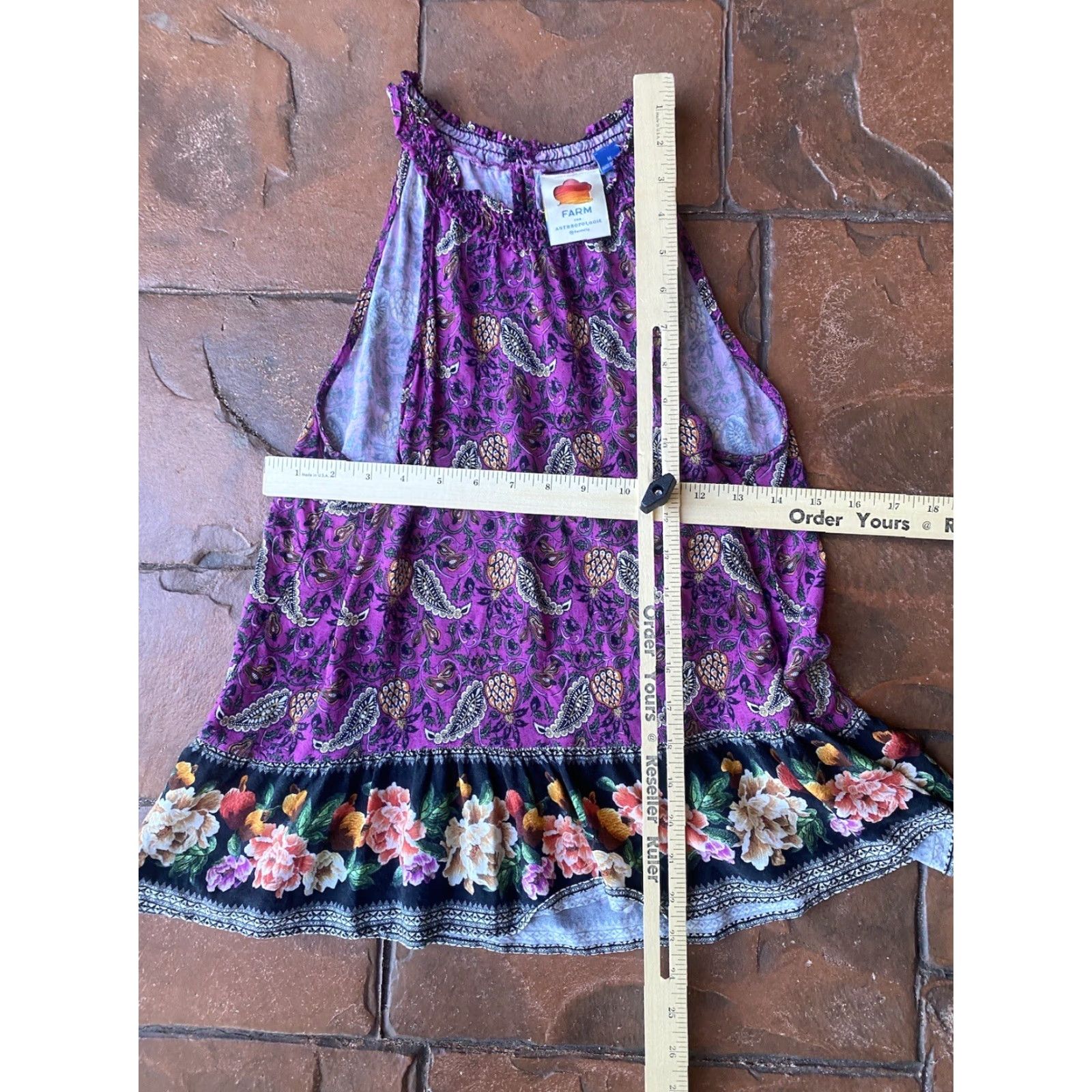 Farm Rio Farm Rio Anthropologie Mikah Blouse Ladies Medium Multicolor Floral Halter Top Ruffle Sleeveless High Neck Flower Size M / US 6-8 / IT 42-44 - 4 Thumbnail