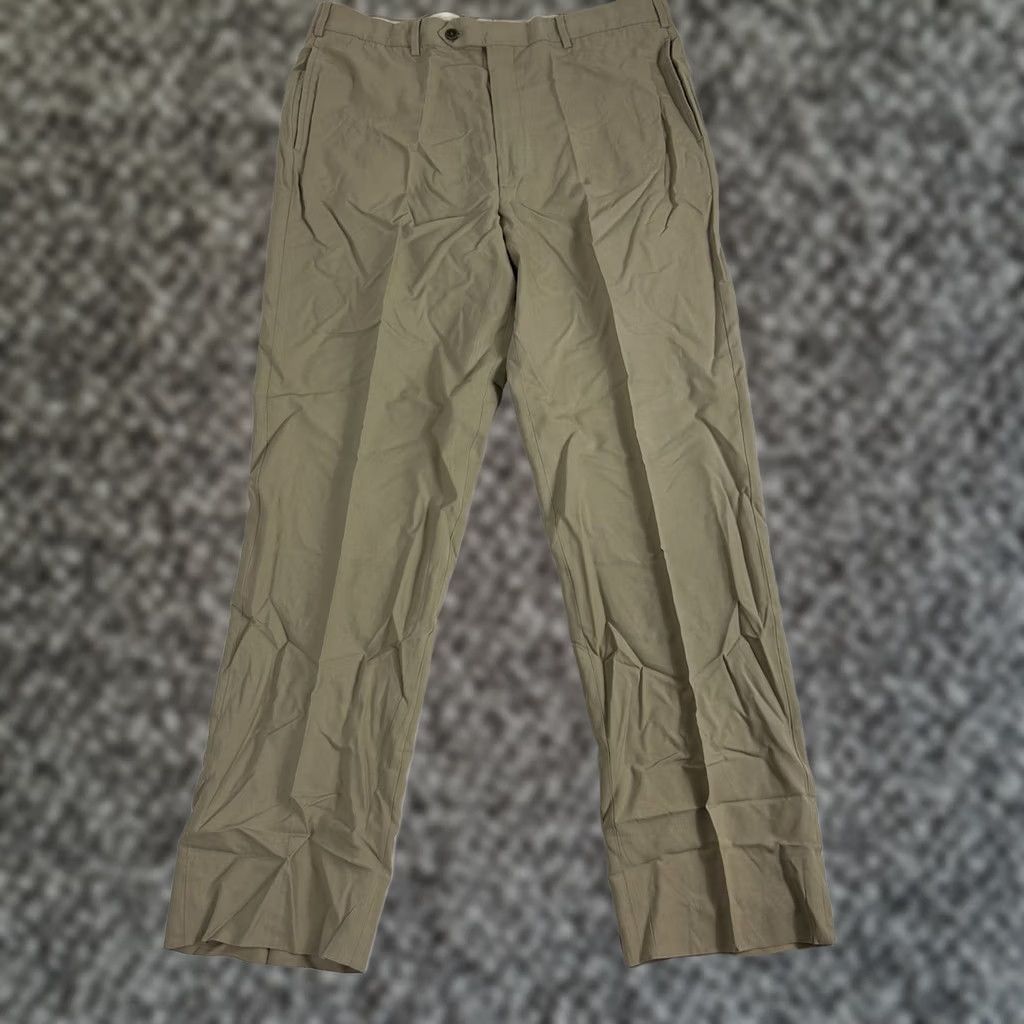 Brooks Brothers Brooks Brothers 346 Pants Men 37x32 Beige Wool Solid Pleated Dress Pants Straight Front Formal Premium Luxury Office Size US 37 - 1 Thumbnail