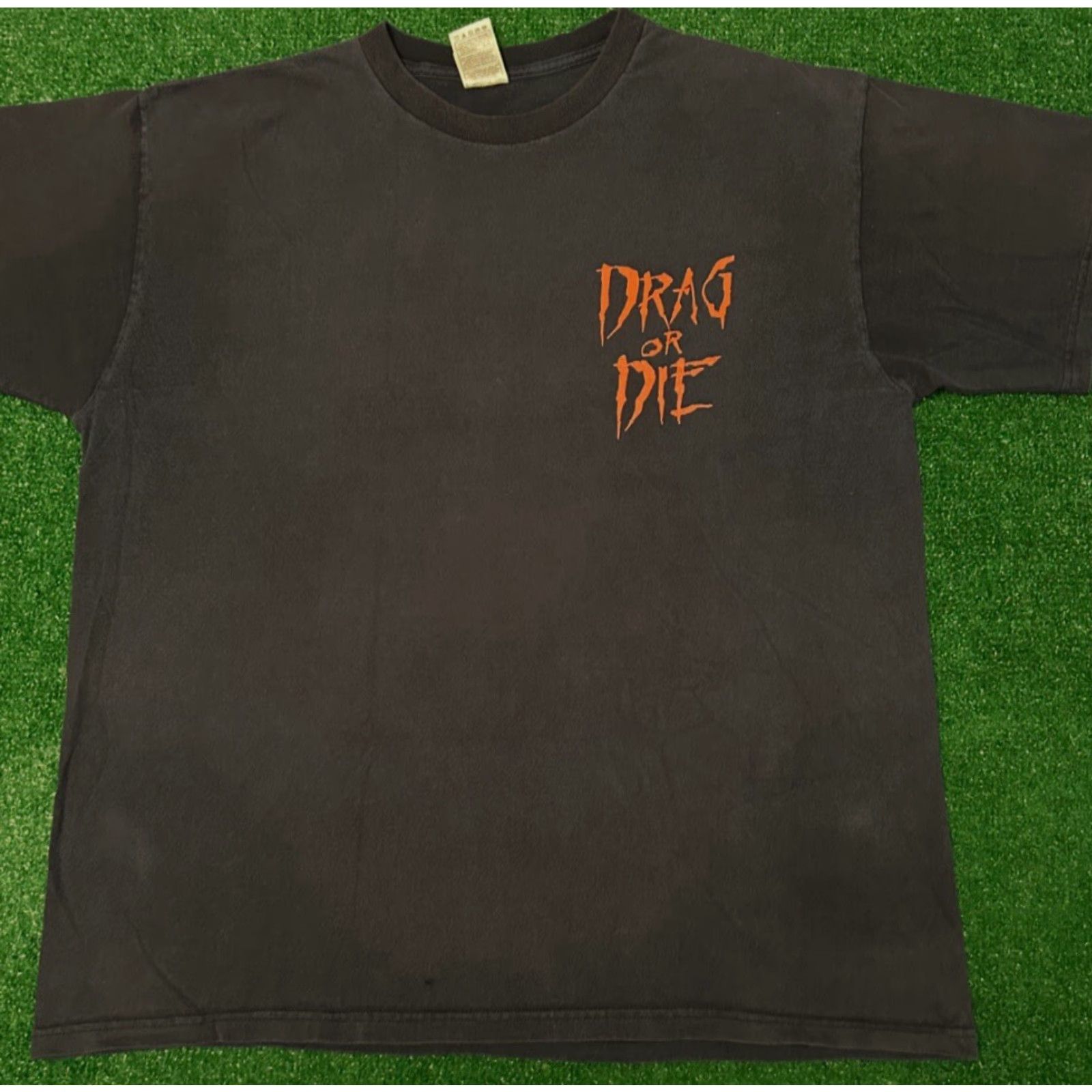 Agora VINTAGE 90s Drag Or Die Skull Drag Racing Pro Drag VTG Shirt Mens XL Black Size US XL / EU 56 / 4 - 2 Thumbnail