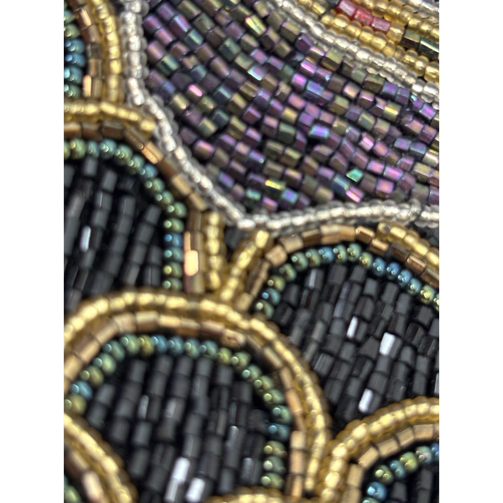 CLOSED VINTAGE Handmade Beaded Shoulder Purse Bag Women Formal Black Eveningwear Zip Close Size ONE SIZE - 4 Thumbnail