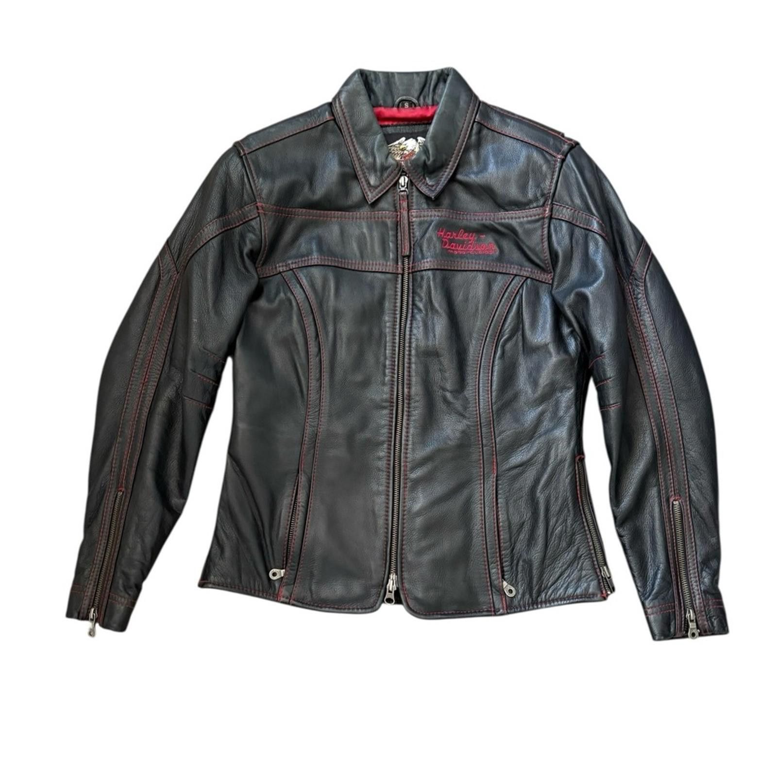 Harley Davidson Harley-Davidson Leather Zipper Motorcycle Logo Jacket Black Size S / US 4 / IT 40 - 9 Thumbnail