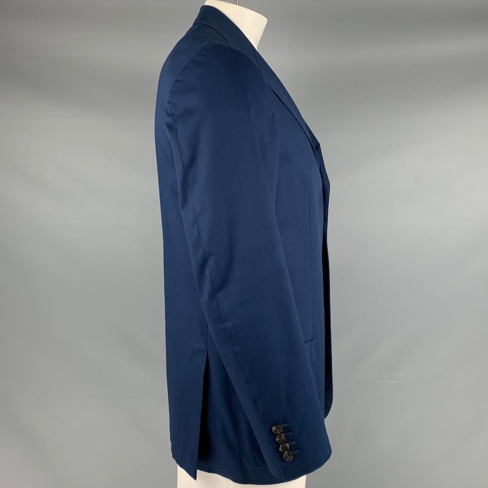Faconnable Navy Cotton Blend Single Breasted Notch Lapel Sport Coat Size 42R - 2 Thumbnail