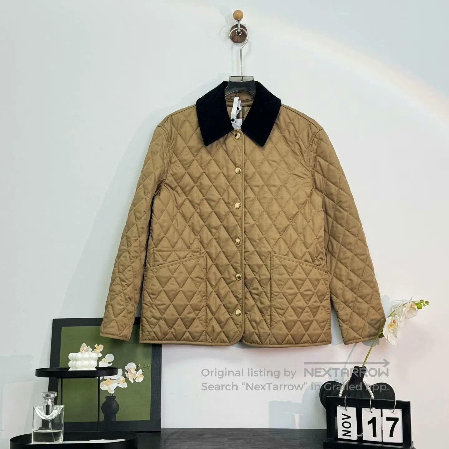 burberry quilted cotton jacket size m.
