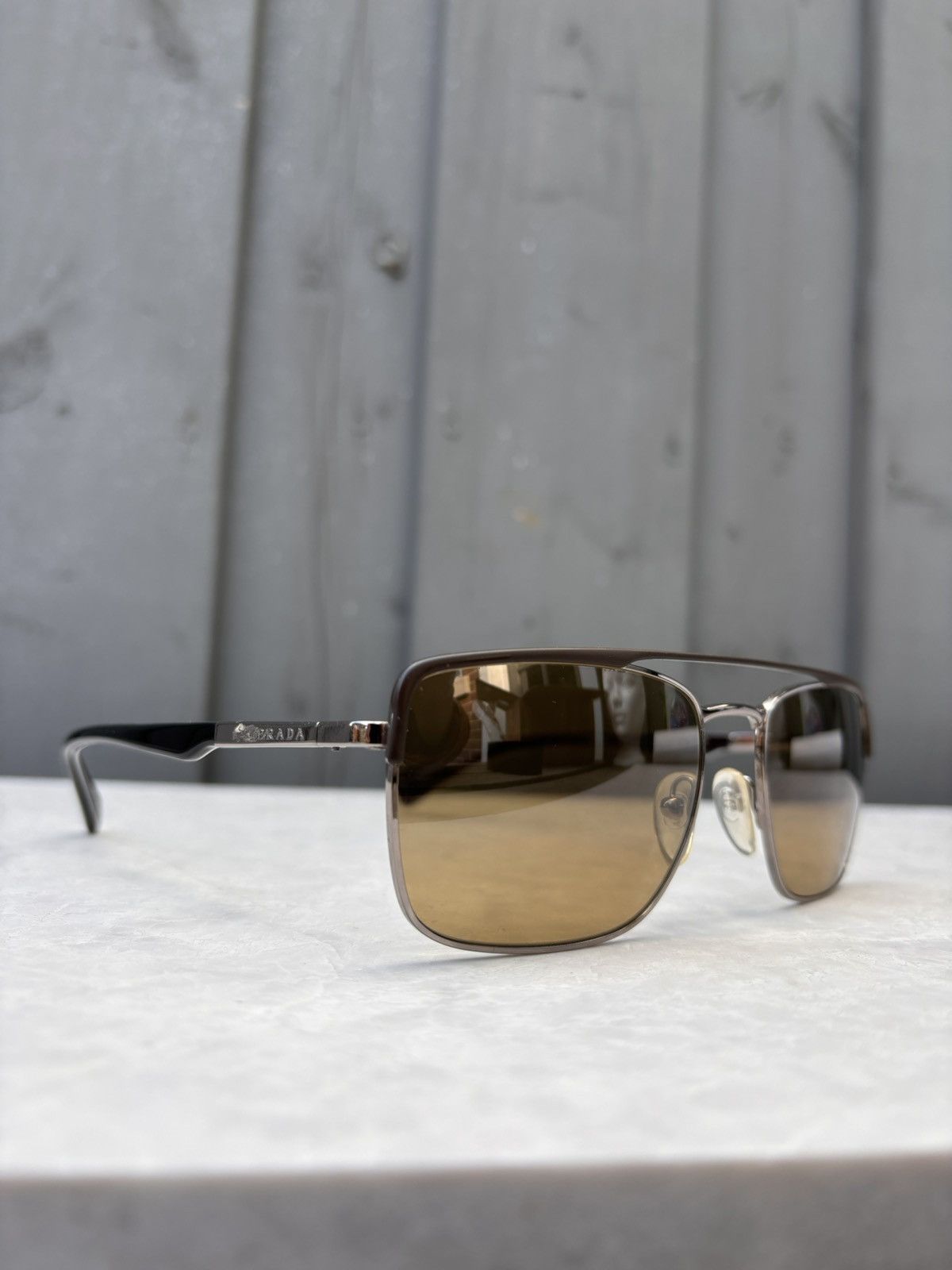 Designer × Prada Prada Sunglasses SPR 50Q Metal Chrome Aviator Wayfarer Bar Size ONE SIZE - 6 Thumbnail
