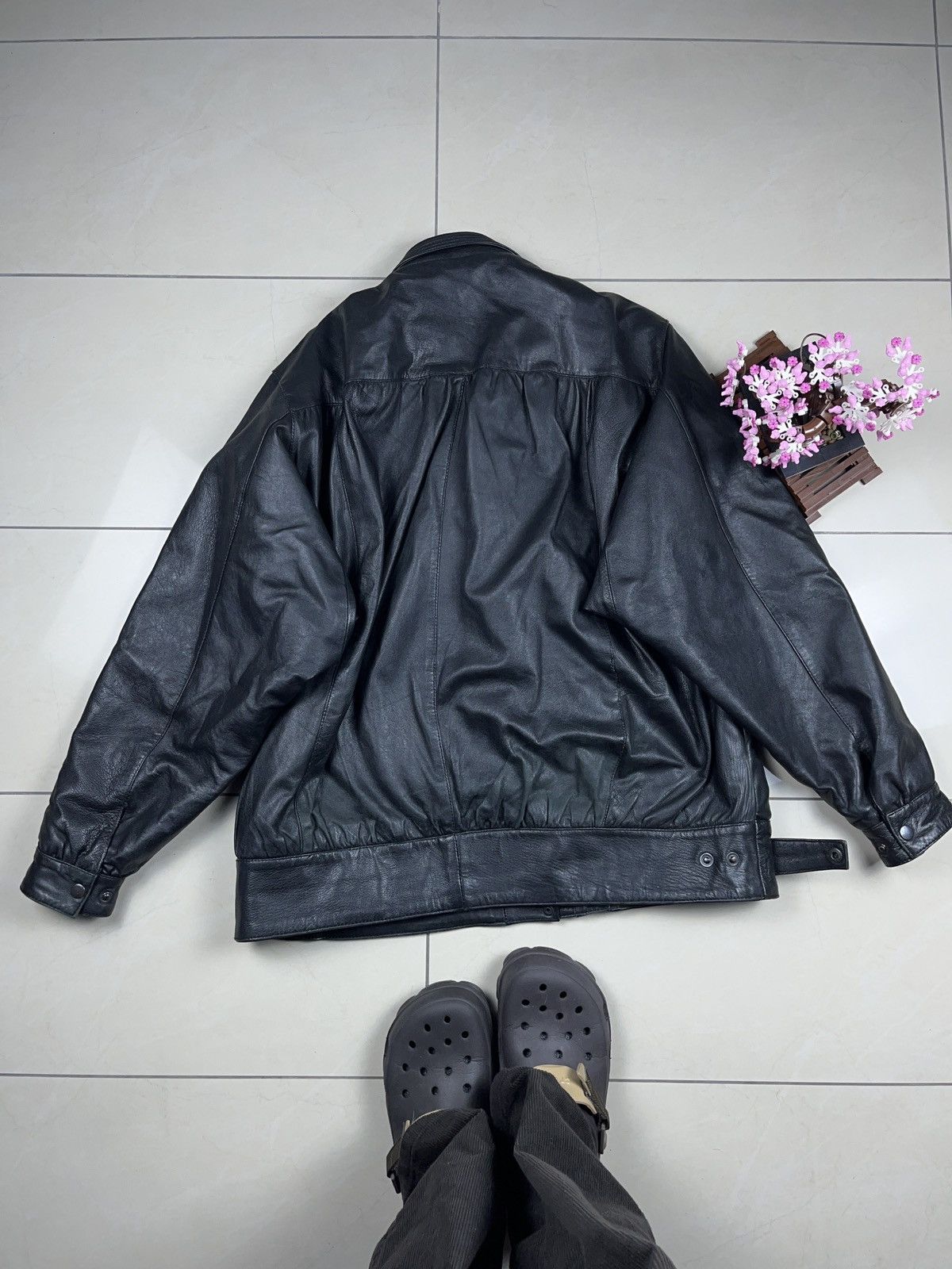 Genuine Leather × Vintage ➕ vintage sick fit boxy genuine leather avant garde jacket Size US L / EU 52-54 / 3 - 6 Thumbnail