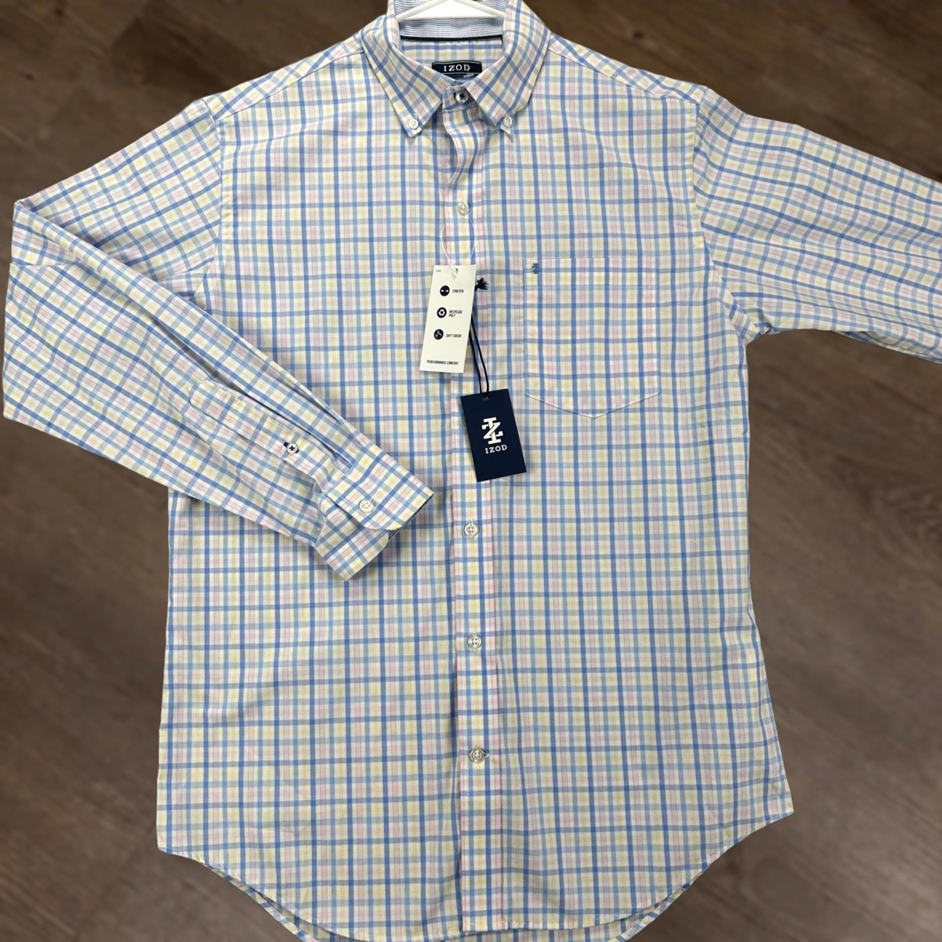 Izod Izod Men's Button-Down Shirt Small Multicolor Check Performance Woven Pocket NEW Size US S / EU 44-46 / 1 - 1 Thumbnail