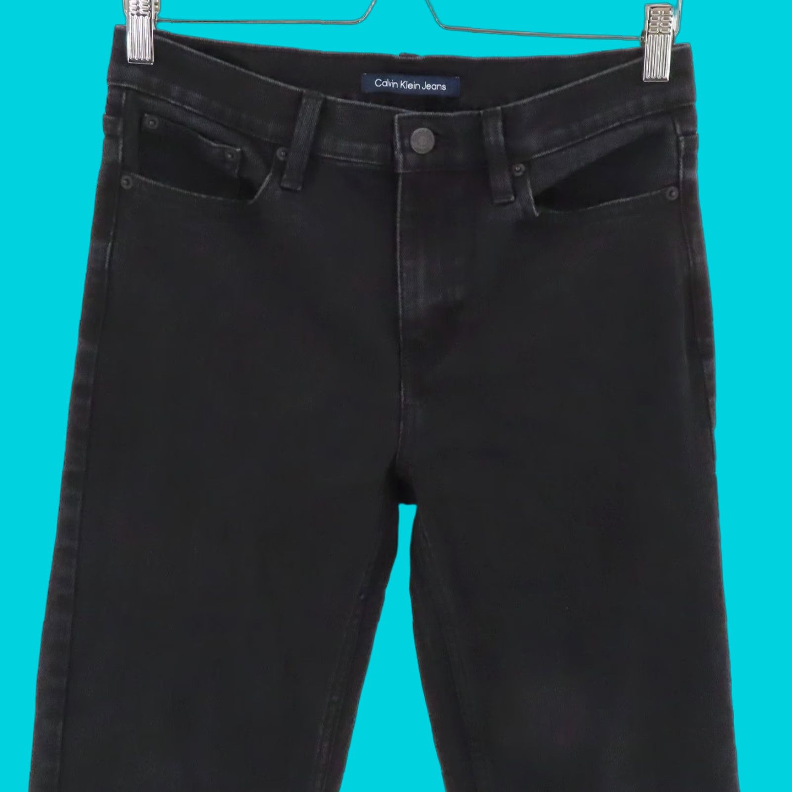 Calvin Klein Calvin Klein Jeans Black Denim Straight Leg 4 Women's Regular Cotton Blend 5-Pocket Stretch Size 27" / US 4 / IT 40 - 1 Thumbnail