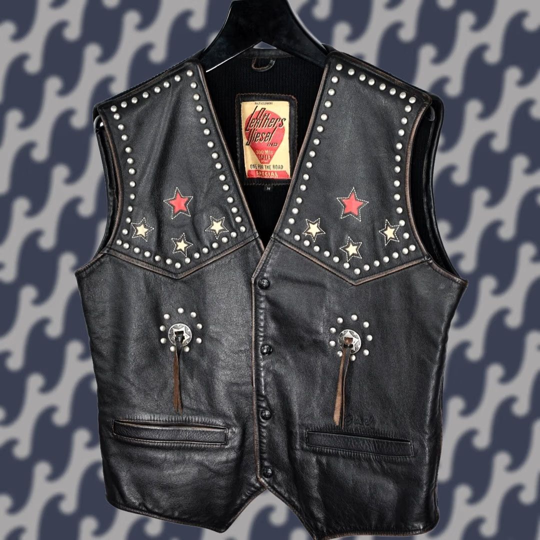 Diesel VINTAGE Diesel Western Vest M Womens Leather Studded 90s Casual Black Eyewear? Size M / US 6-8 / IT 42-44 - 1 Thumbnail