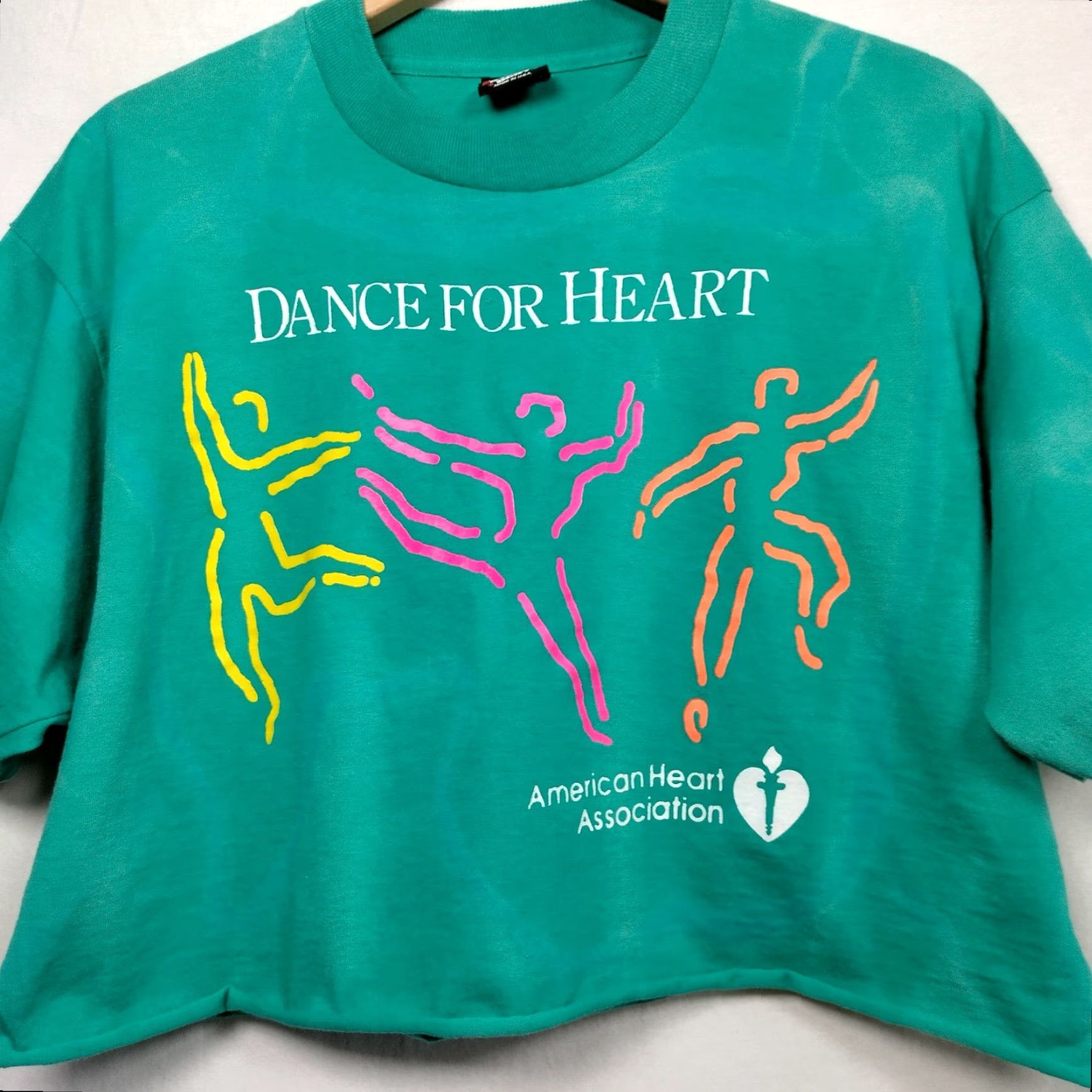 Vintage VINTAGE Screen Stars Best Crop Top Shirt XL Turquoise Bleach Dye Dancer Casual Crew Neck Short Sleeve Women Size XL / US 12-14 / IT 48-50 - 6 Thumbnail