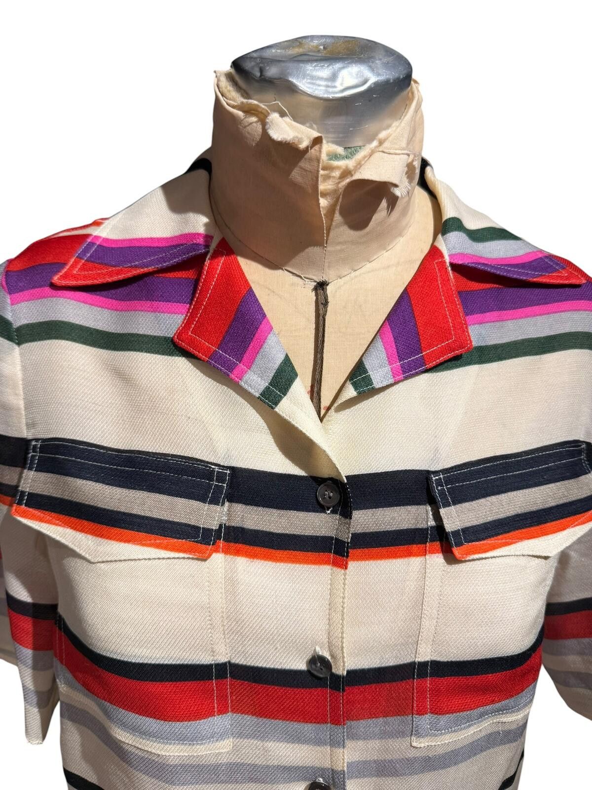 Other Derek Lam Silk and Wool Multicolor Striped Button-Up Shirt Size M / US 6-8 / IT 42-44 - 4 Thumbnail