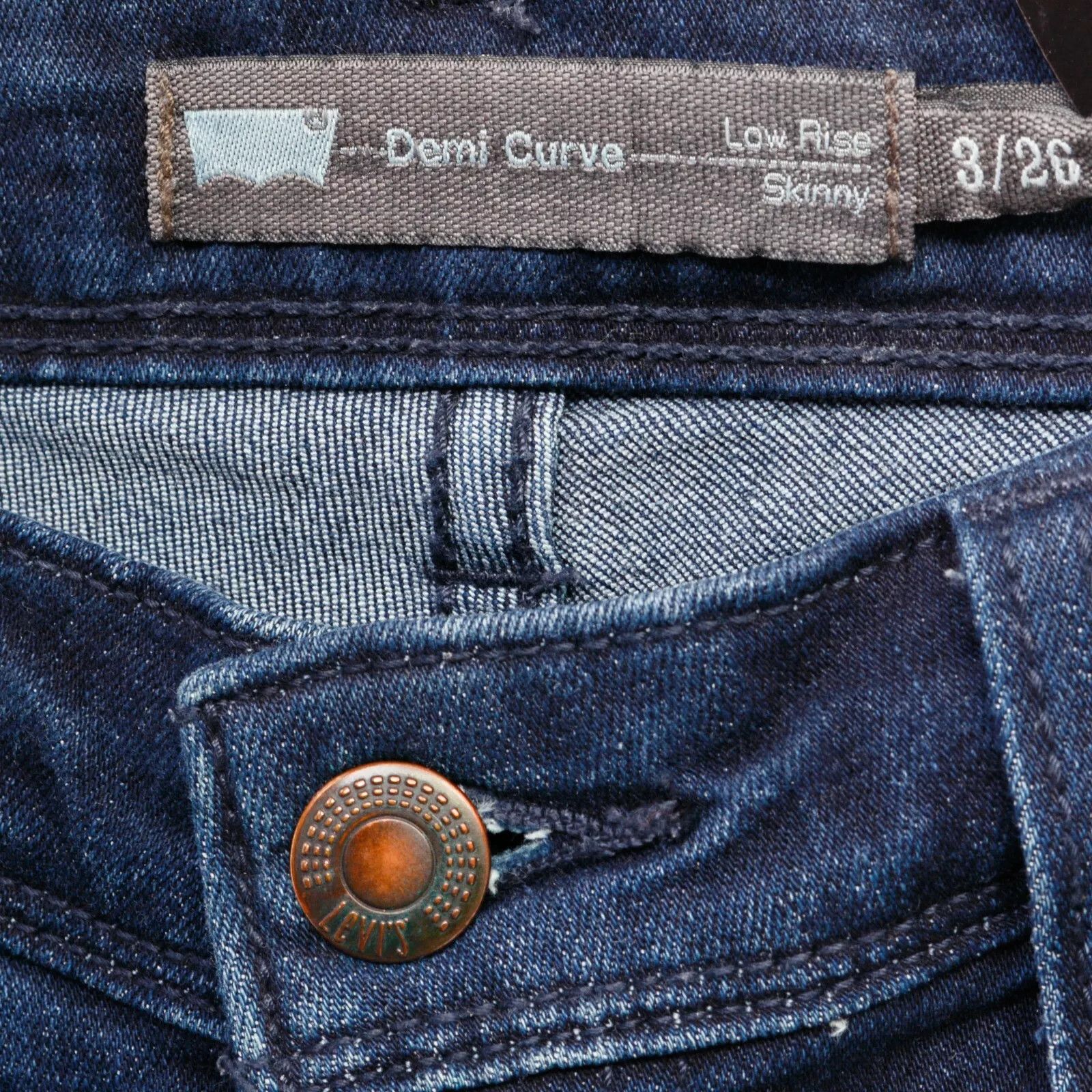 Levi's STRAUSS Demi Curve Low Skinny Jeans Women's W26 L32 Trousers Size 26" / US 2 / IT 38 - 5 Thumbnail