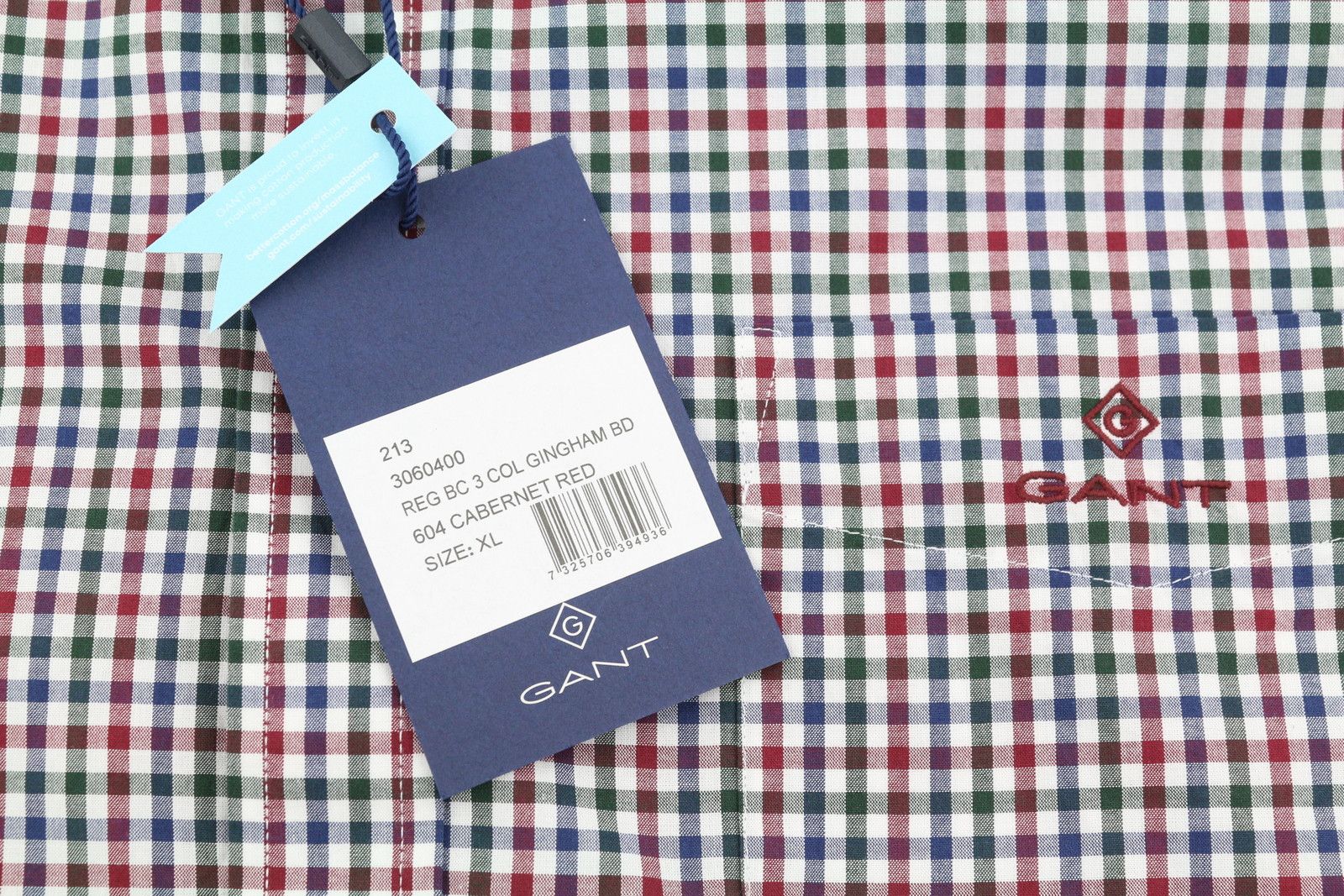 Gant THE BROADCLOTH GINGHAM XL Cabernet Button 87493 Size US XL / EU 56 / 4 - 7 Thumbnail