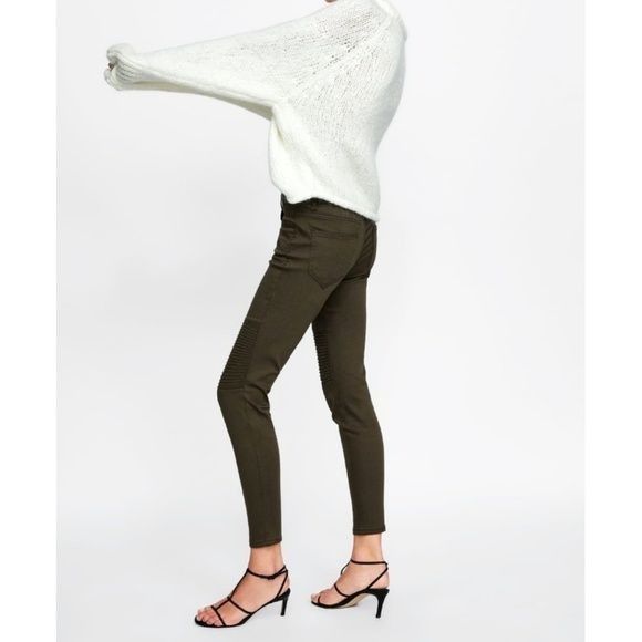 Zara Zara Military Green Topstitching & Zippered Details Skinny Size 27" / US 4 / IT 40 - 5 Thumbnail