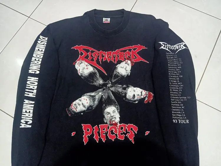 Band Tees Dismember - Pieces North America 1993 Tour Long Sleeve Size US XL / EU 56 / 4 - 2 Thumbnail