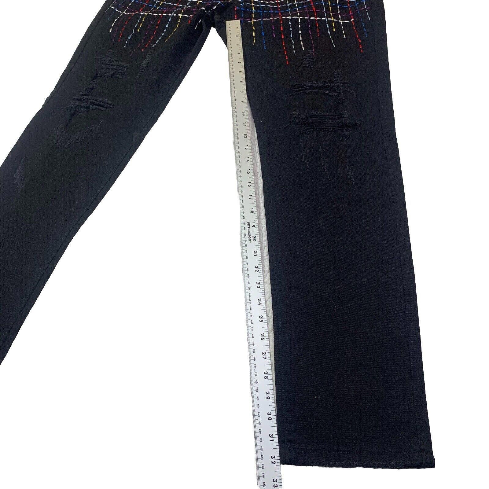 Other Decibel Black Jeans Men's 40x34 Embroidered Front Frayed Size US 40 / EU 56 - 7 Thumbnail