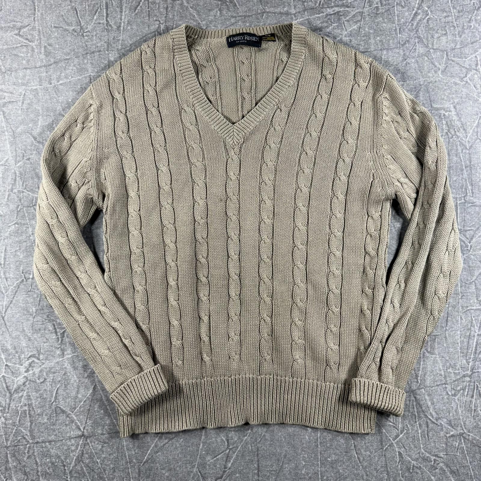 Harry Rosen Harry Rosen Sweater Men's L Brown V-Neck Cotton Knit Size US L / EU 52-54 / 3 - 2 Thumbnail