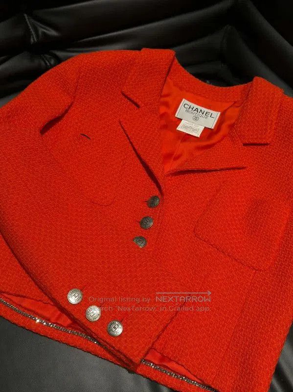 Chanel Chanel Orange Wool Tweed Women's Jacket . Size M / US 6-8 / IT 42-44 - 7 Thumbnail