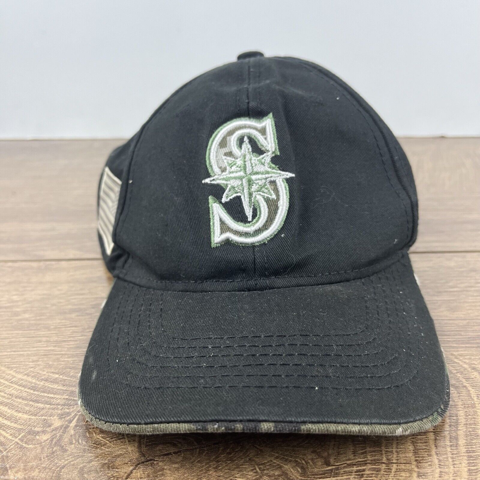 Other Seattle Mariners MLB Hat USA Flag Patch Black Hat Adjustable Size ONE SIZE - 4 Thumbnail