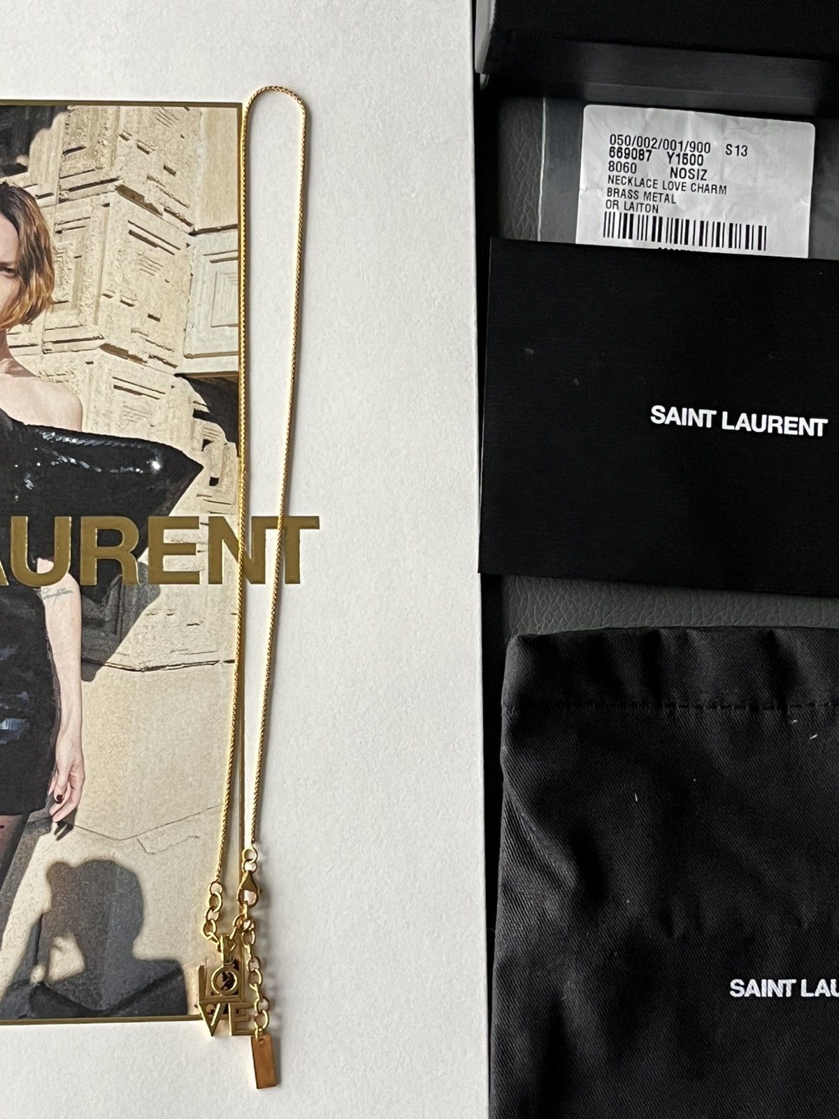 Hedi Slimane × Saint Laurent Paris × Yves Saint Laurent Super Runway Saint Laurent Brand New Love Charm Necklace Size ONE SIZE - 11 Thumbnail