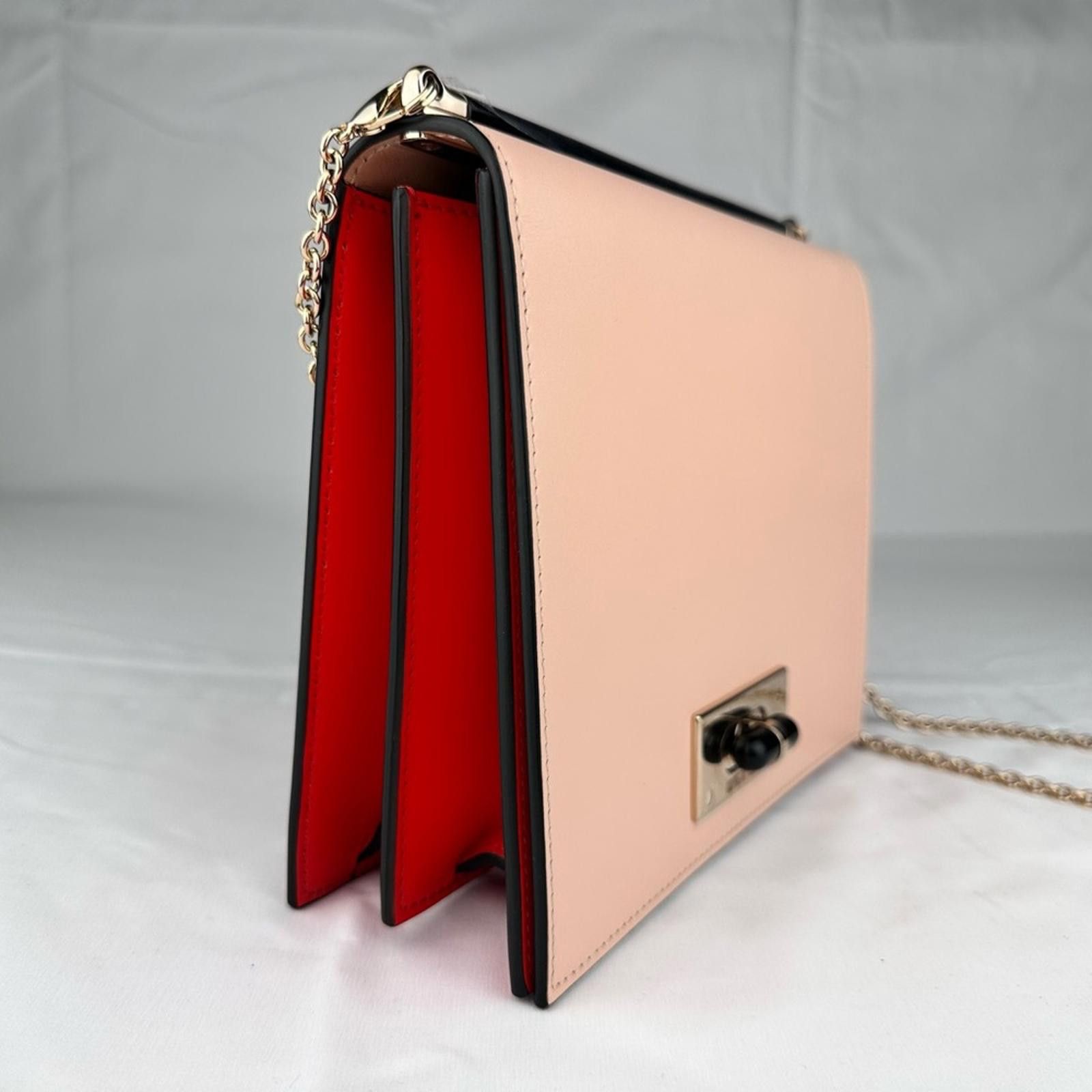 Giorgio Armani Leather Frame Chain Shoulder Bag Beige Red Size ONE SIZE - 2 Thumbnail