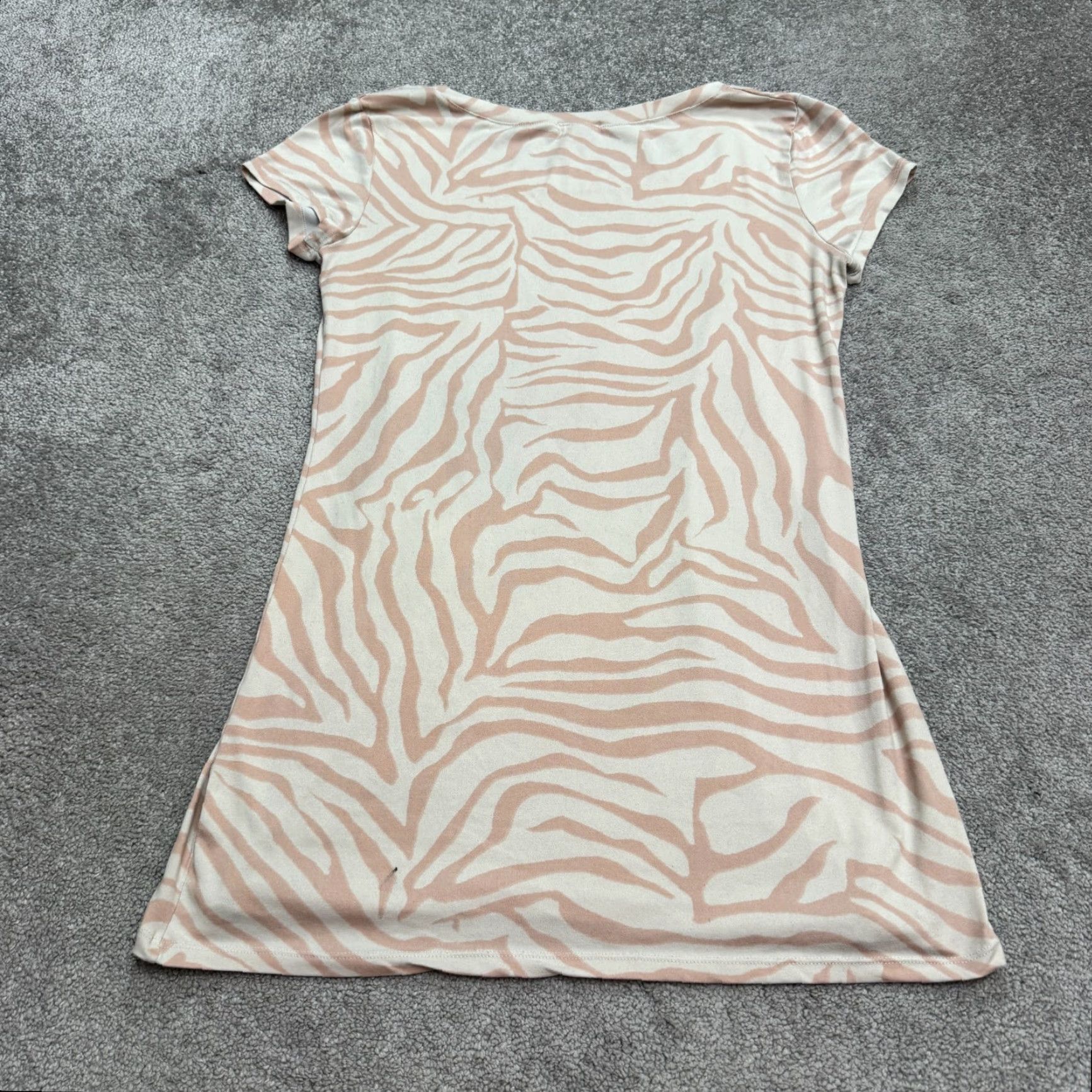 Vintage ART Zebra Mini T-Shirt Dress Womens M Beige Animal Print Casual Size M / US 6-8 / IT 42-44 - 2 Thumbnail