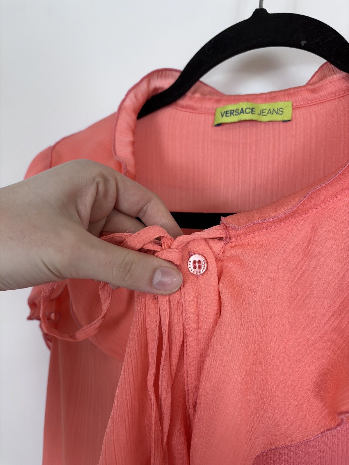 Versace Jeans Couture Versace Jeans Women’s Coral Chiffon Ruffle Mini Dress Size S / US 4 / IT 40 - 8 Thumbnail
