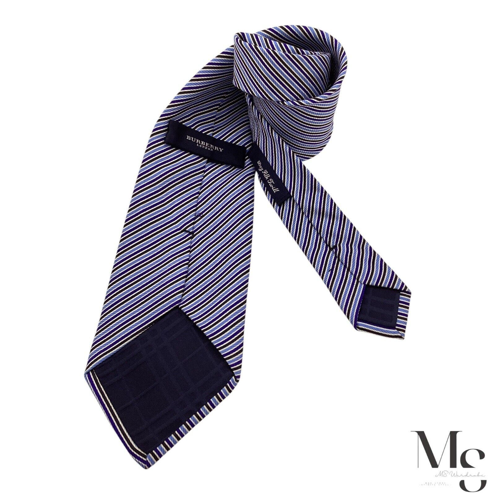 Burberry BURBERRY LONDON Blue Striped Luxury Silk Tie Made In Italy Size ONE SIZE - 2 Thumbnail