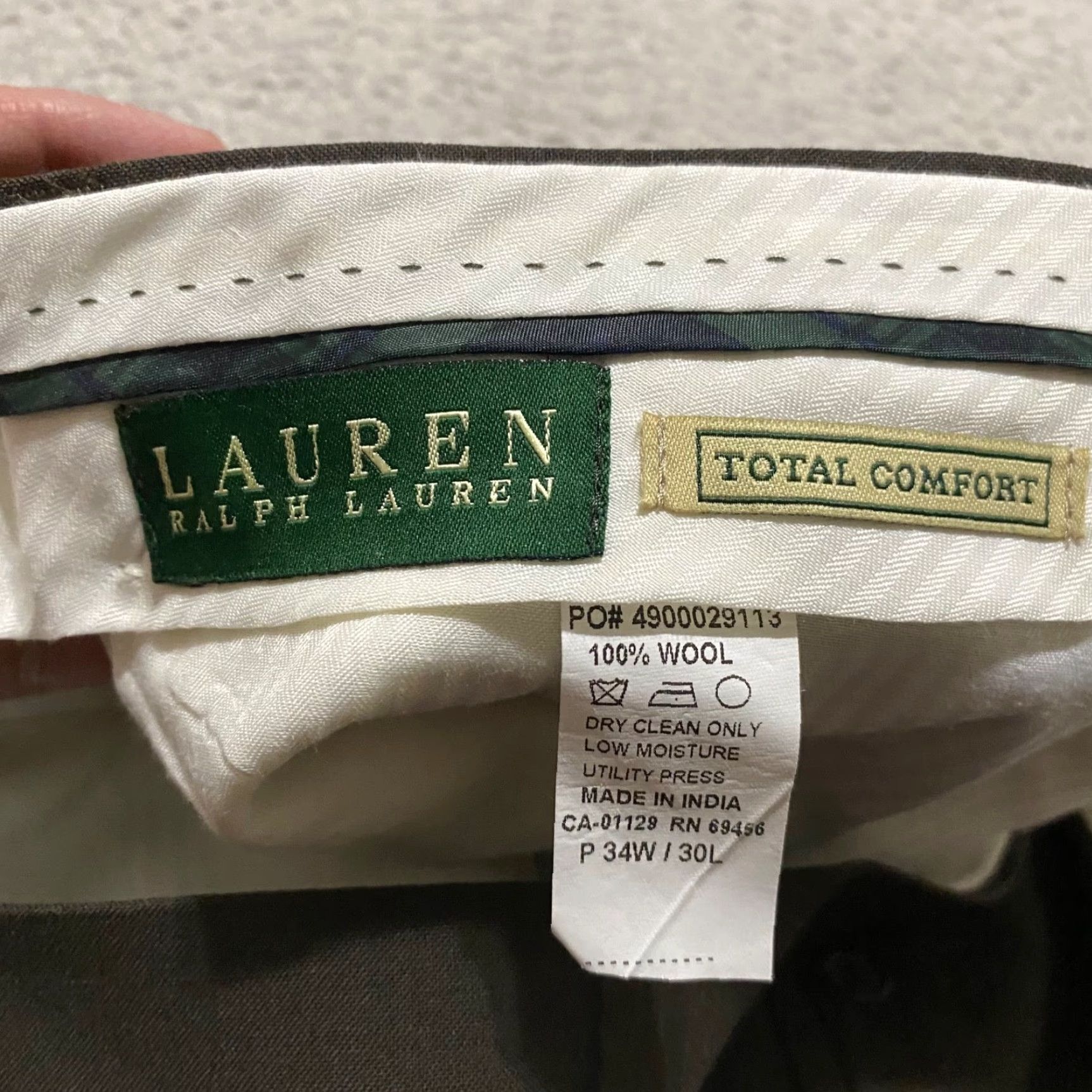 Ralph Lauren Lauren Ralph Lauren Mens Pants Dress Brown Wool Straight Mid Pleated 34x29 Inseam Slim, Regular Fit - 34x30? Size US 34 / EU 50 - 3 Thumbnail