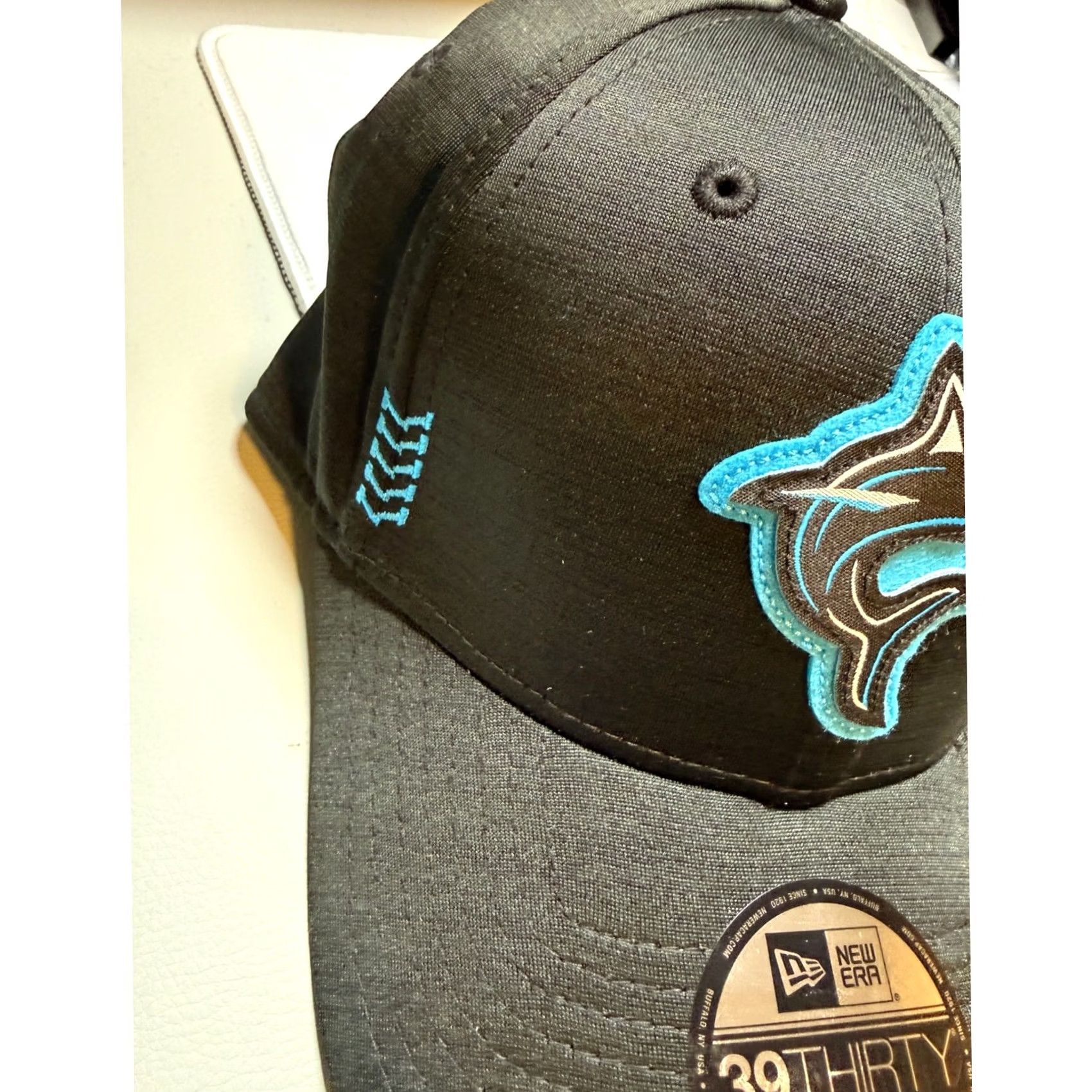 New Era New Era Miami Marlins MLB 39THIRTY Hat Mens M/L Black Clubhouse Stretch Fit Cap Size ONE SIZE - 4 Thumbnail