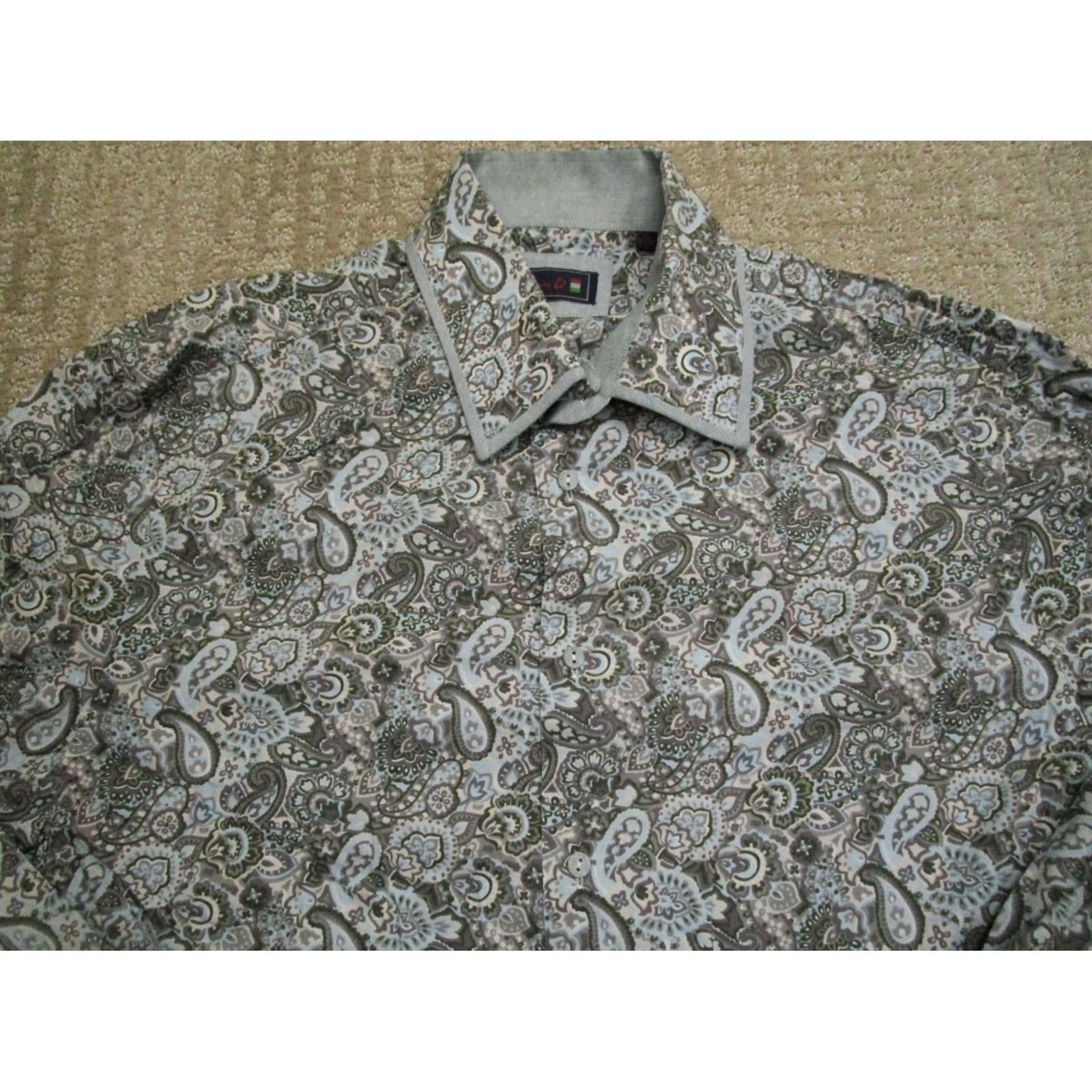 Vintage Johnny D Button-Up Shirt Men XL Blue Paisley Western Cowboy Long Sleeve Size US XL / EU 56 / 4 - 2 Thumbnail