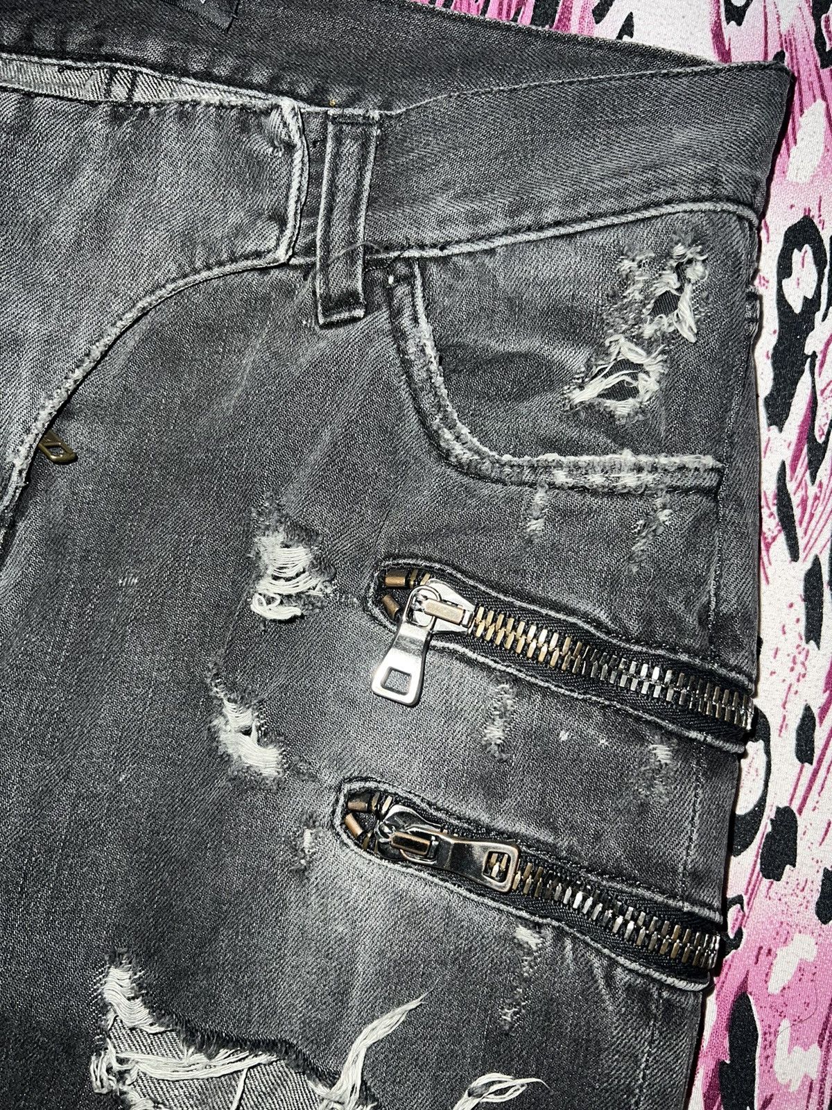 Balmain Rare Balmain by Christophe Decarnin distressed biker denim ➕ Size 26" / US 2 / IT 38 - 18 Thumbnail